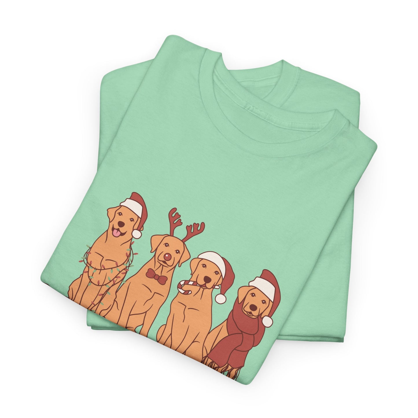 Golden Retrievers, Merry Christmas - Unisex Heavy Cotton Tee - 10282