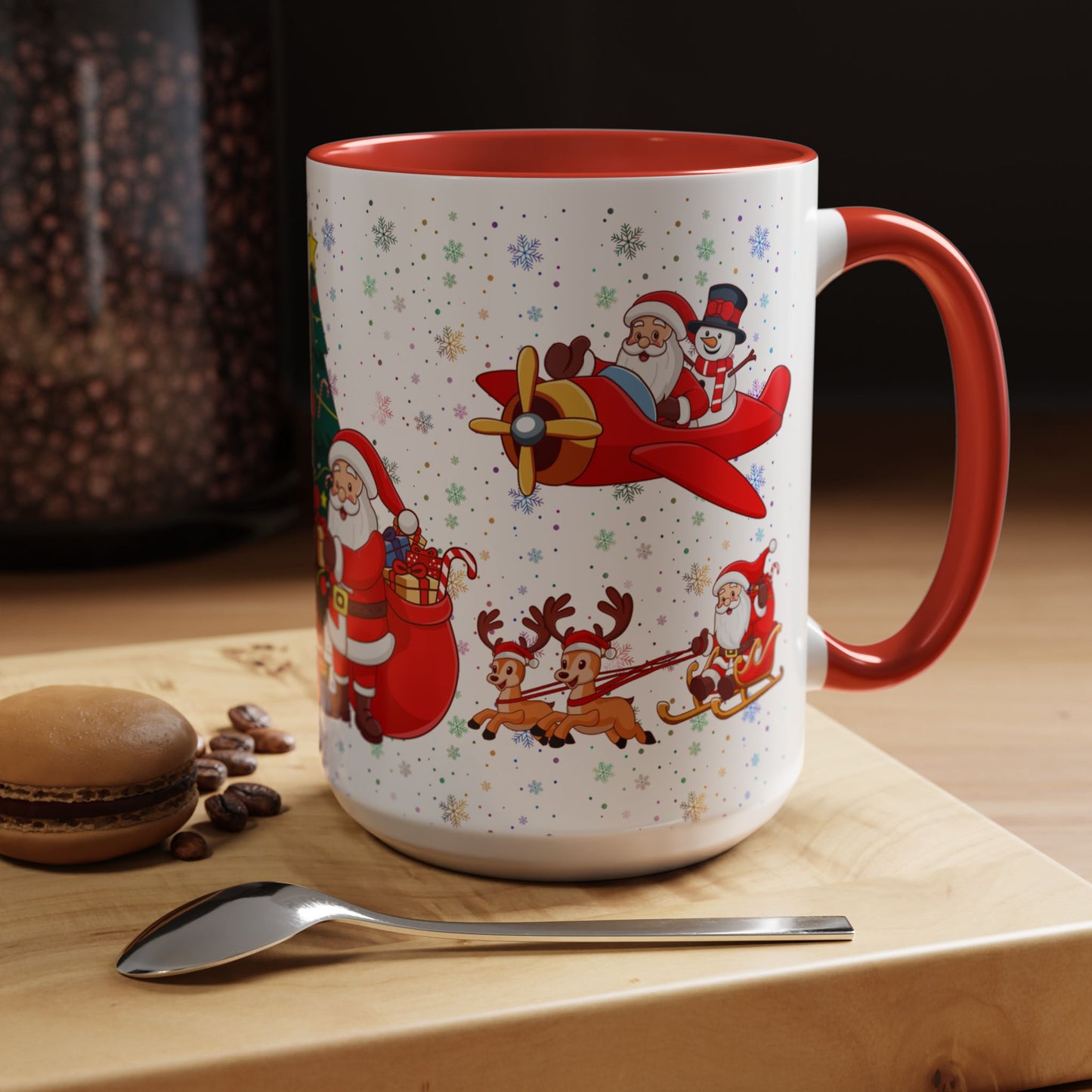 Christmas Party, Santa, Snowman & Reindeer - Accent Coffee Mug (11, 15oz) - 10429