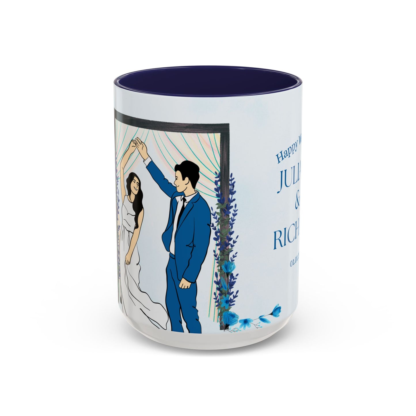 Happy Wedding, Details Customizable - Accent Coffee Mug (11, 15oz) - 10997