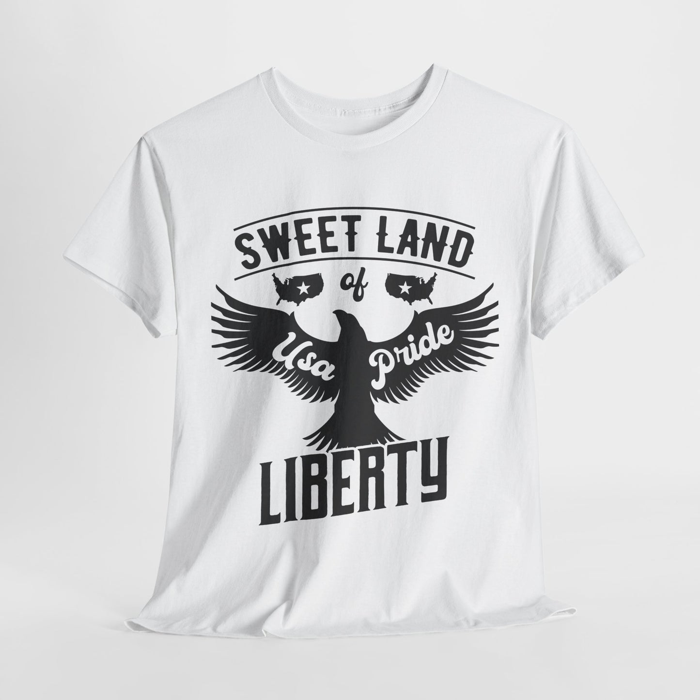 Sweet Land of Liberty Design, Unisex Heavy Cotton Tee: Patriotic T-shirt, Gift for Freedom Lovers, Casual Wear, Independence Day Shirt - 13492