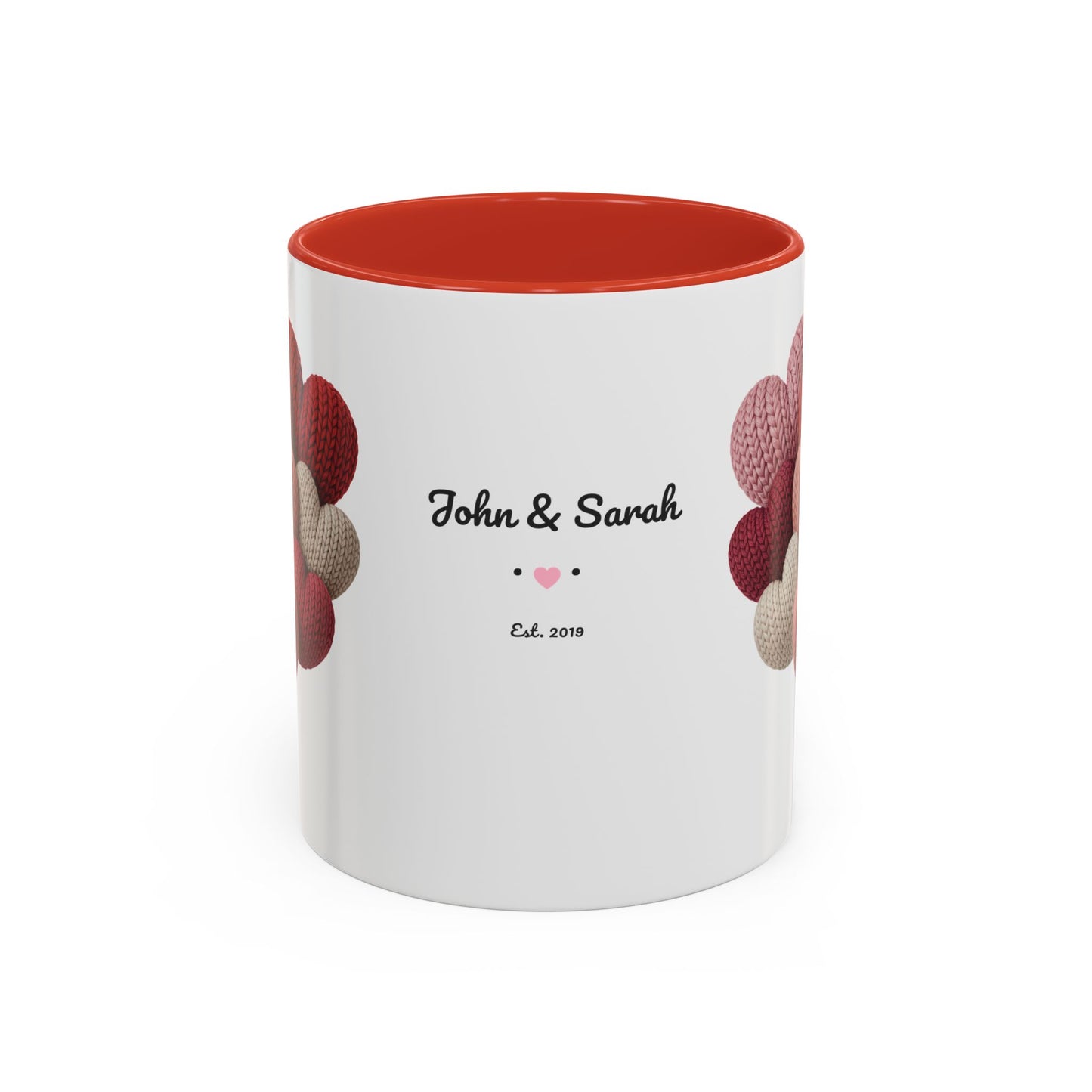 Valentine’s Hearts Personalized Mug — Custom Names & Established Date (11oz / 15oz) - 14745