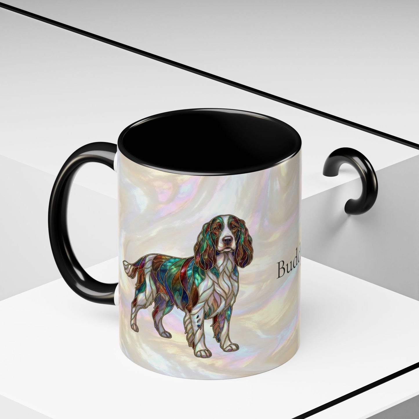 Springer Spaniel Accent Coffee Mug – Stained Glass Design 11/15oz - 14648