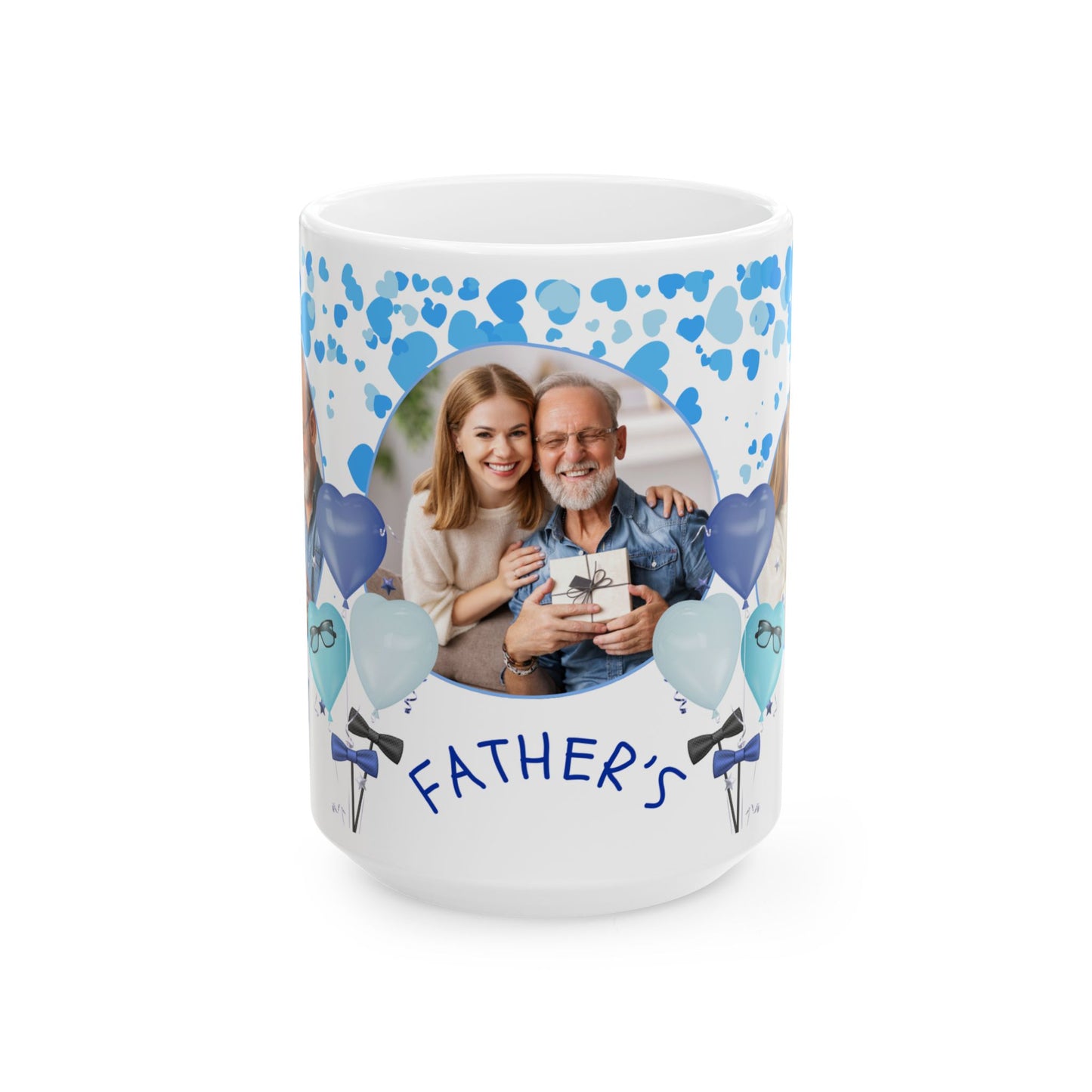 Personalized Father's Day Ceramic Mug, Custom Photo Mug, Gift for Dad, 11oz 15oz, Heartfelt Coffee Cup, Family Memory Keepsake - 14002