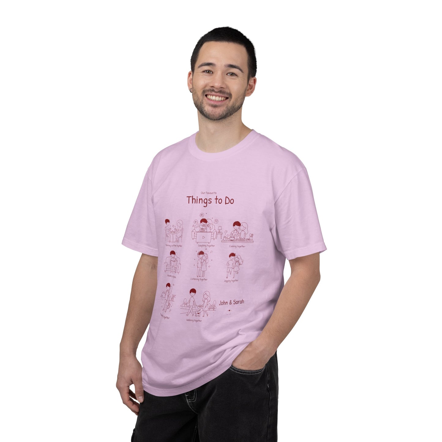 Our Favourite Things to Do Together – Personalised Valentine’s Illustration T-Shirt Gift - 14724