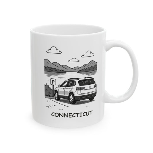 "In Connecticut, the best views are usually right after you finally find parking." Ceramic Mug - 13872