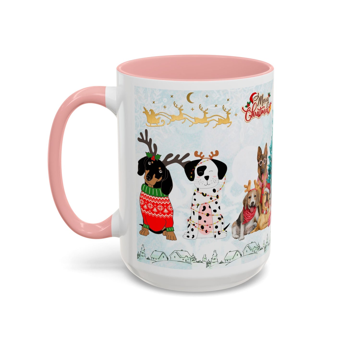 Merry Christmas Dogs - Accent Coffee Mug (11, 15oz)