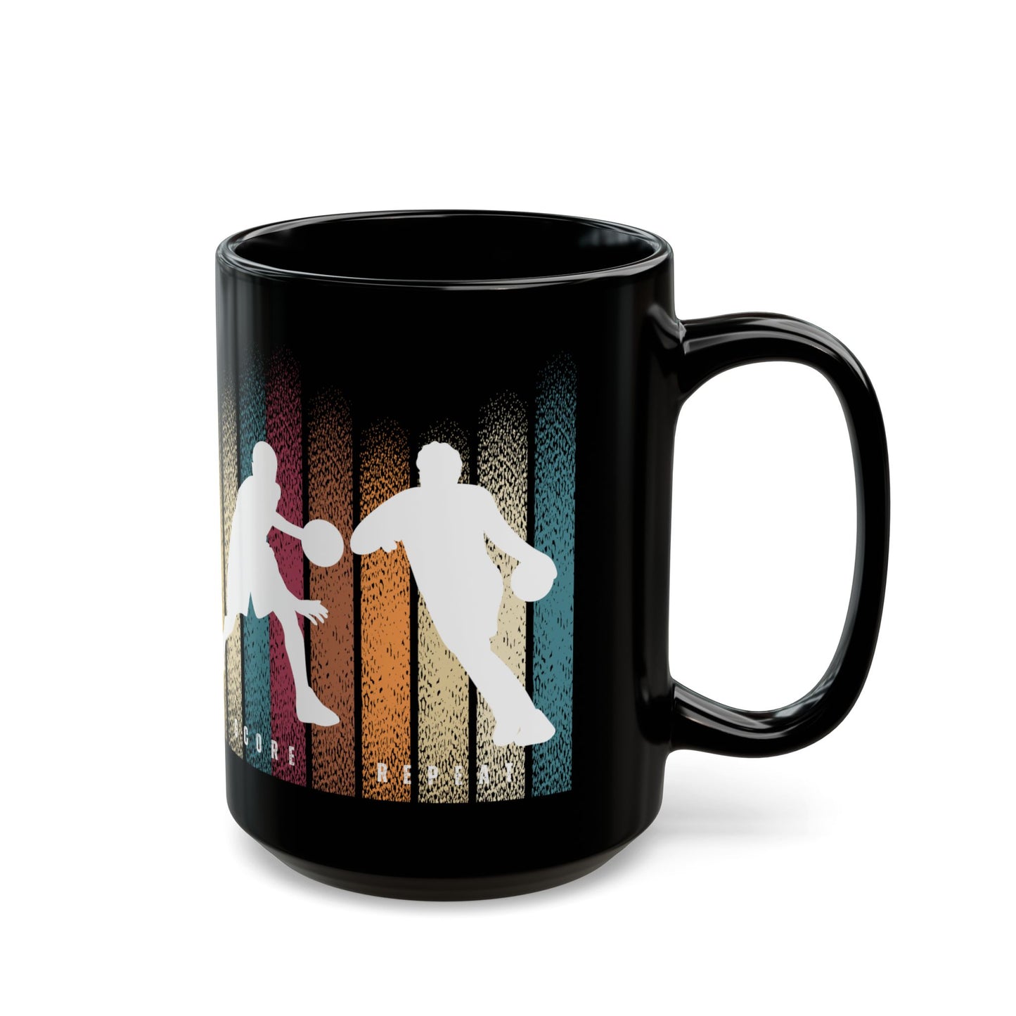 Basketball, Dribble, Shoot, Score, Repeat  - Black Mug (11oz, 15oz) - 10230