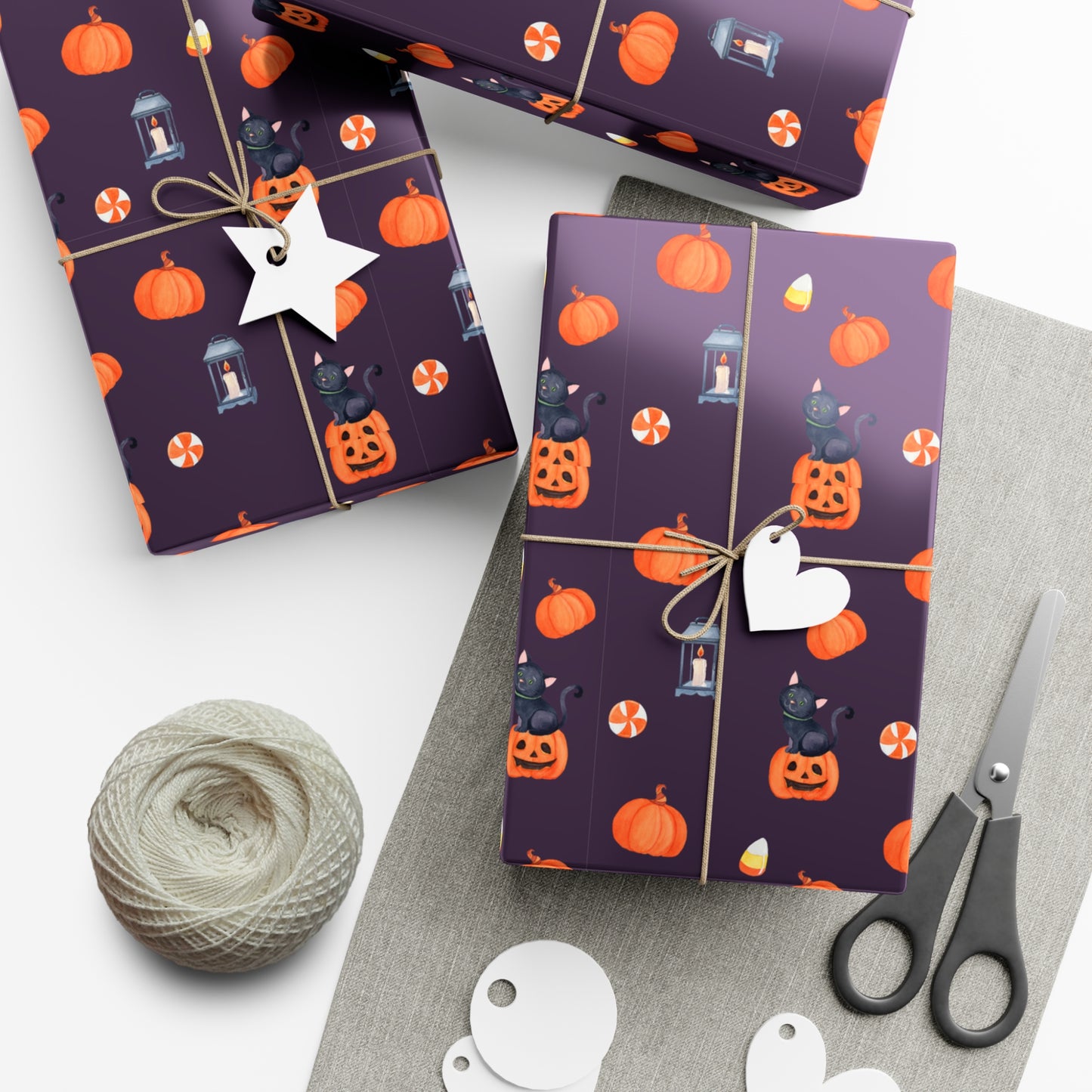 Pumpkin With A Black Cat - Gift Wrap Papers