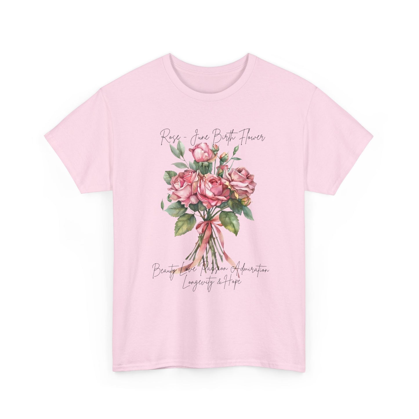 June Birth Flower Rose Shirt, Floral Bouquet Graphic Tee, Pink Roses T-Shirt, June Birthday Gift for Women- 14895