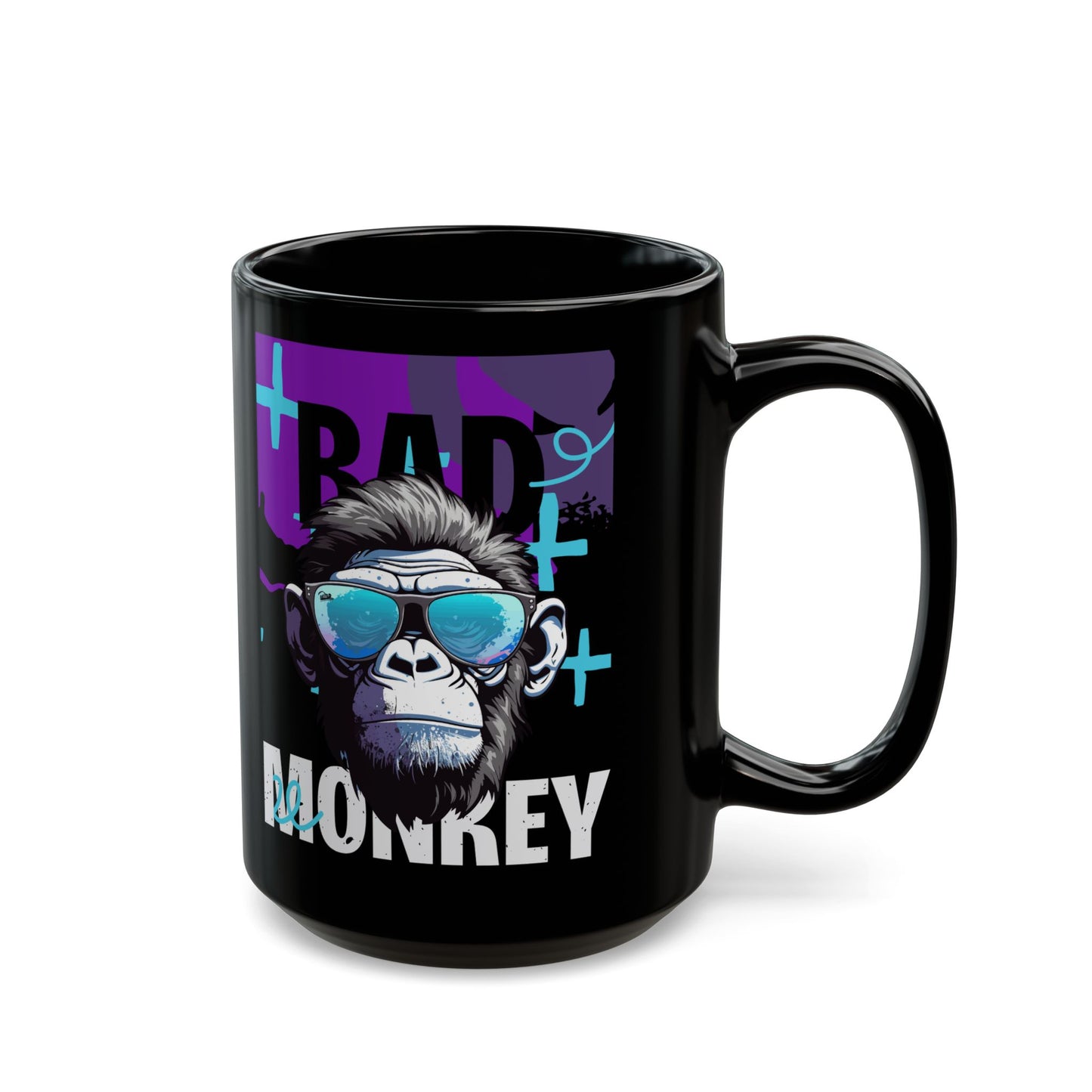 Bad Monkey Black Mug: Fun Coffee Cup for Gift, Black Ceramic Mug, Unique Mug for Animal Lovers, Cool Office Mug - 14081
