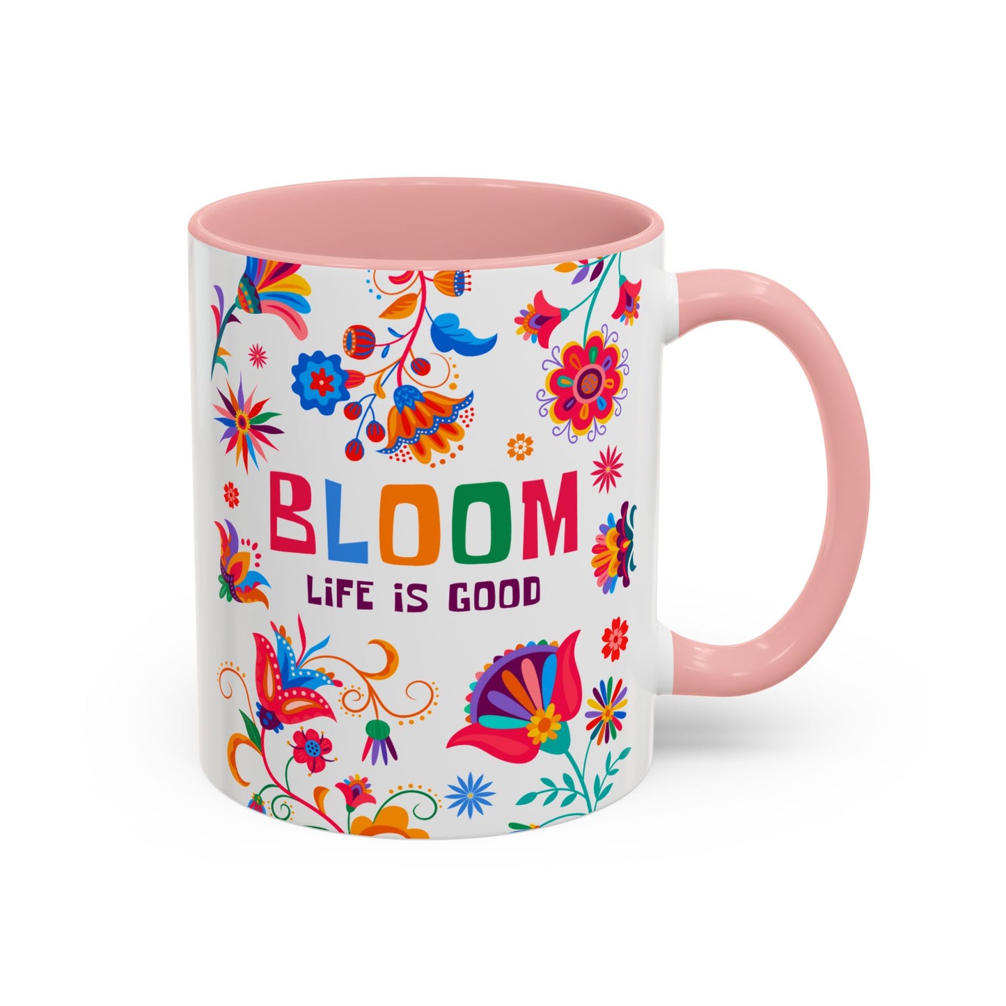 Colorful Floral Accent Coffee Mug - Bloom Life is Good - 14082