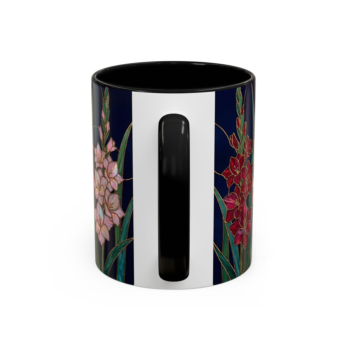 Gladiolus Floral Accent Coffee Mug — Stained Glass Design (11/15oz) - 14594