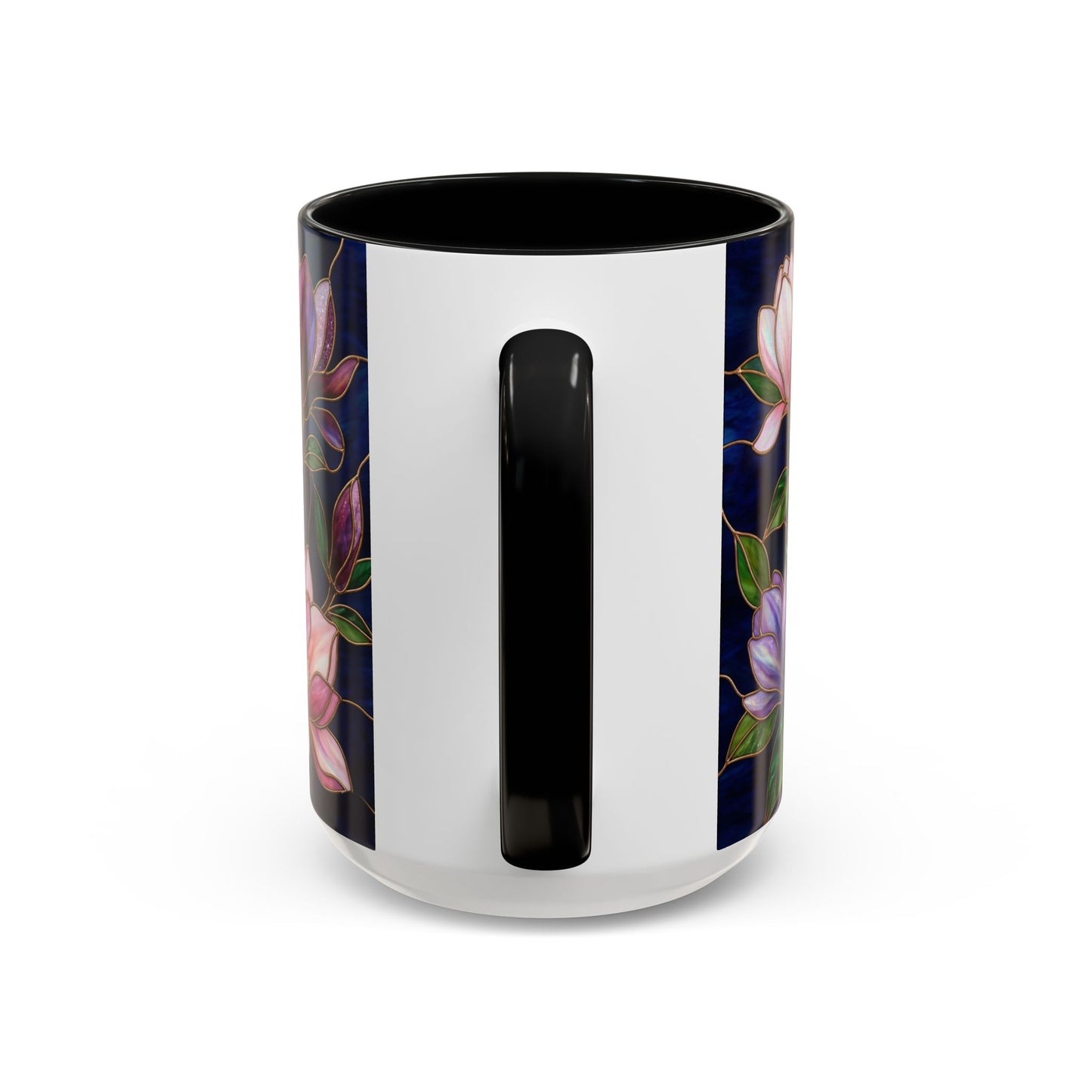 Magnolia Floral Accent Coffee Mug — Stained Glass Design (11/15 oz) - 14577