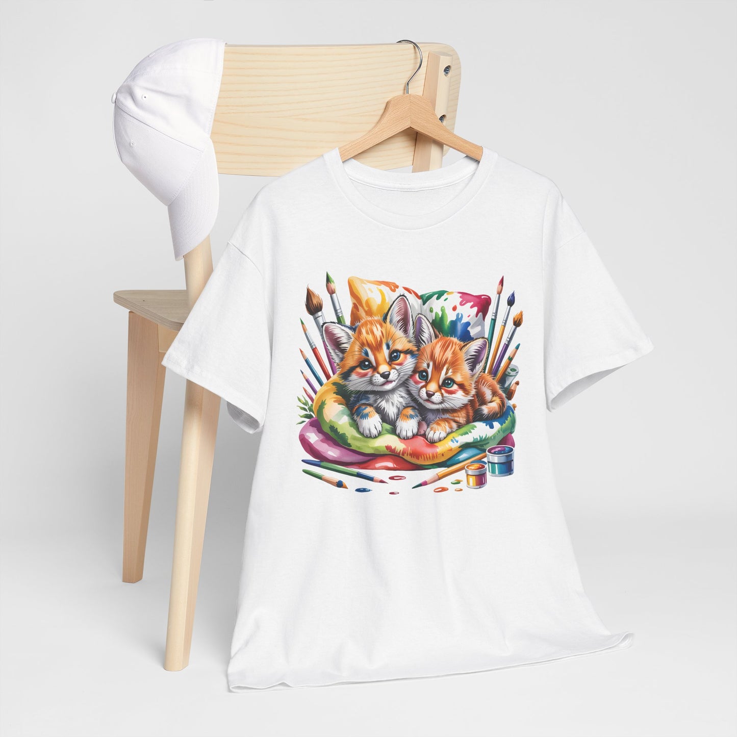 Artist Kittens T-Shirt — Cute Painting Cats Graphic Tee, Cat Lover Gift - 14866