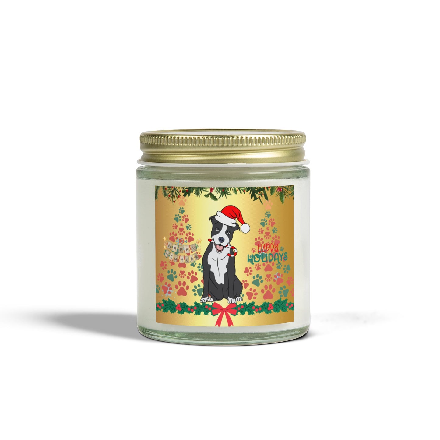 Dog: Happy Holidays - Scented Candles, Coconut Apricot Wax (4oz, 9oz)