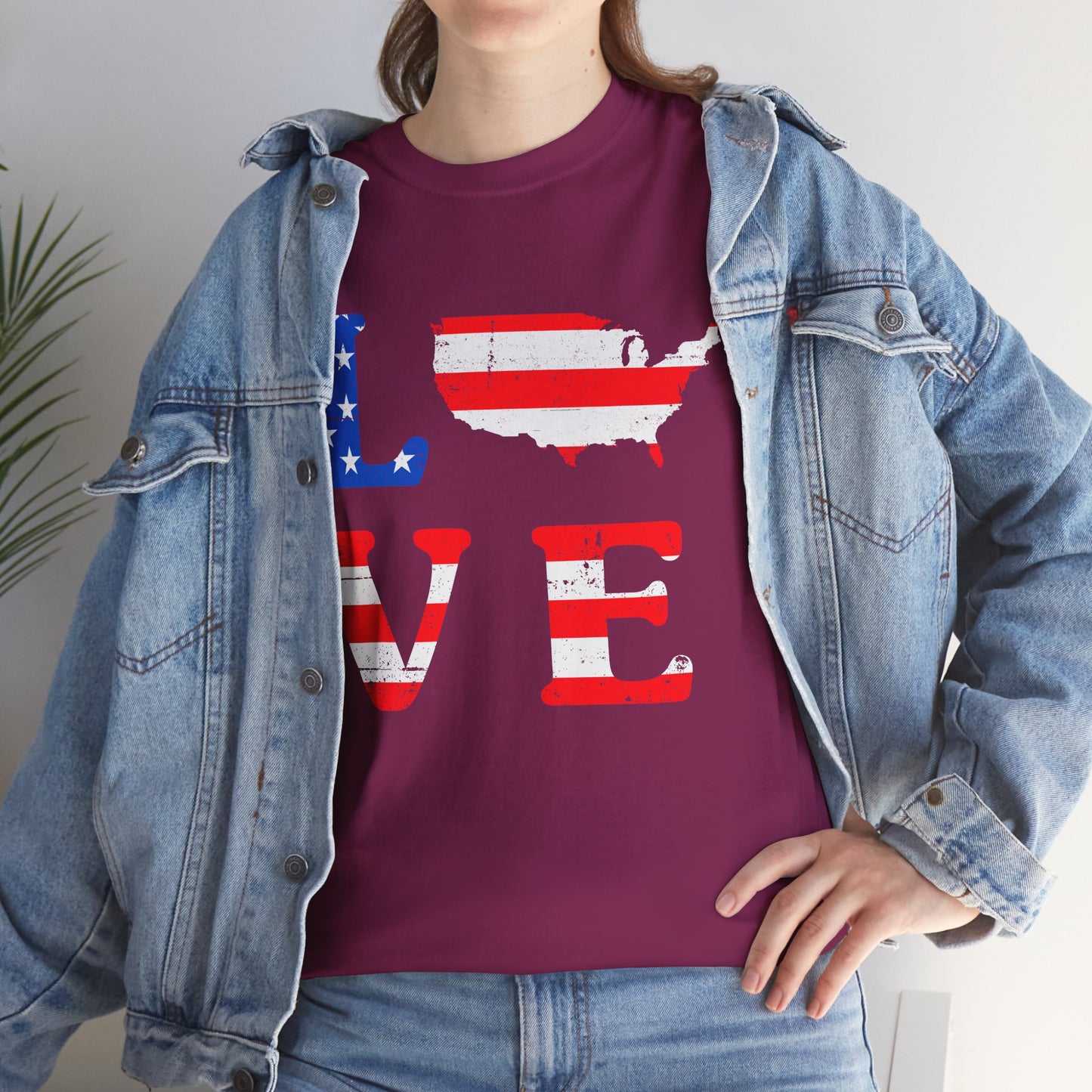 Patriotic Love Tee | Unisex Heavy Cotton T-Shirt, USA Love Shirt, 4th of July Gift, Casual Wear, Independence Day Apparel - 13696