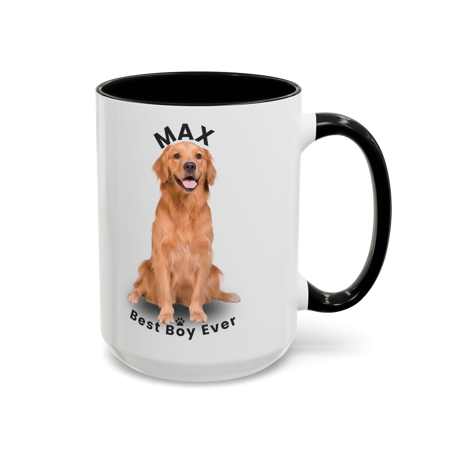 Personalized Golden Retriever Mug – Custom Dog Name “Best Boy Ever” Accent Coffee Mug | Pet Lover Gift - 14825