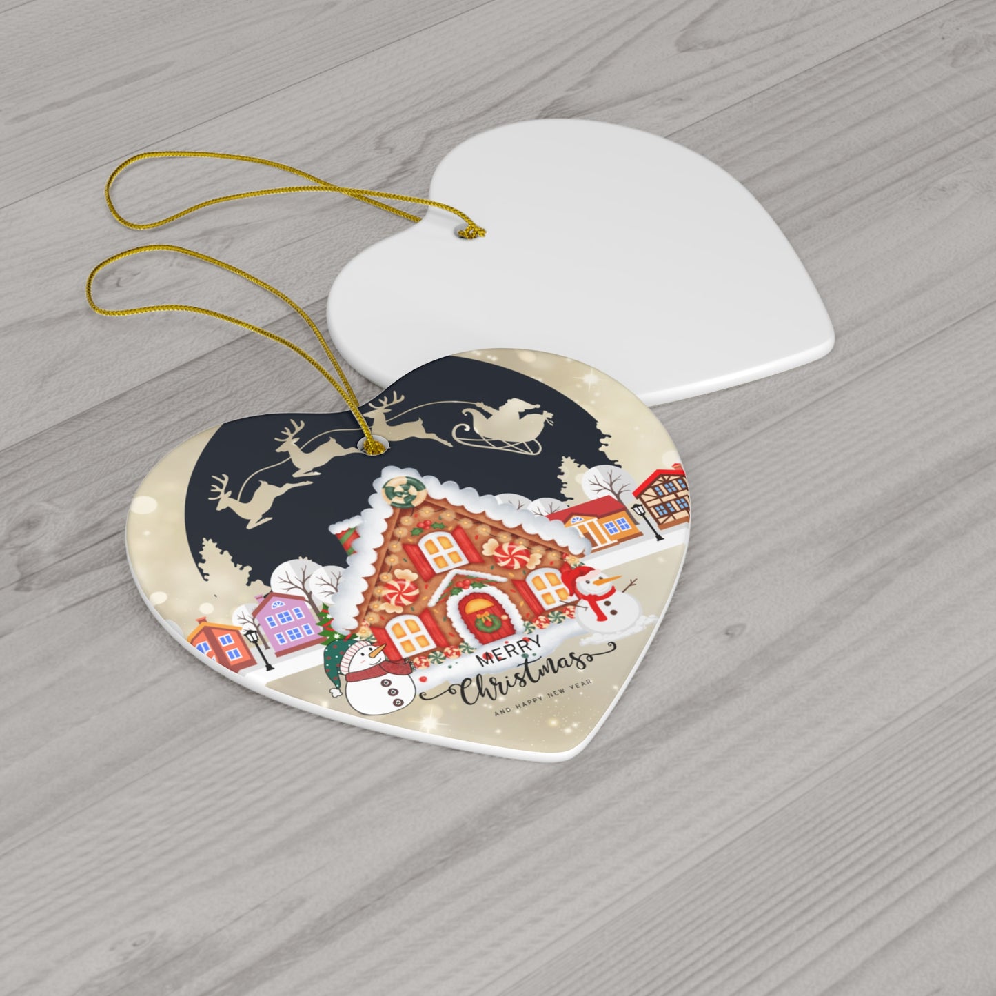 Christmas House - Ceramic Ornament, 4 Shapes