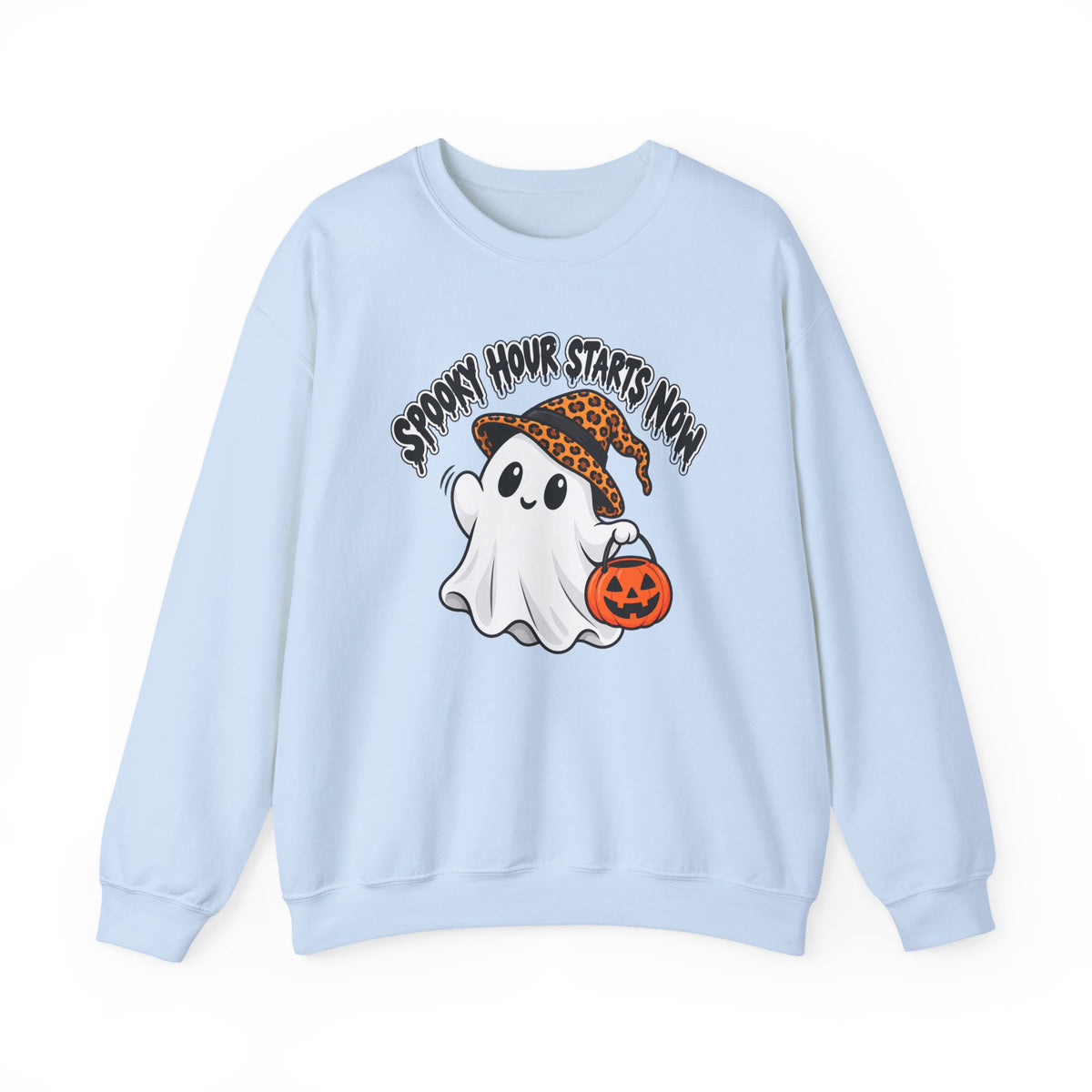 Spooky Hour Starts Now Sweatshirt, Cute Halloween Ghost Crewneck - 14536