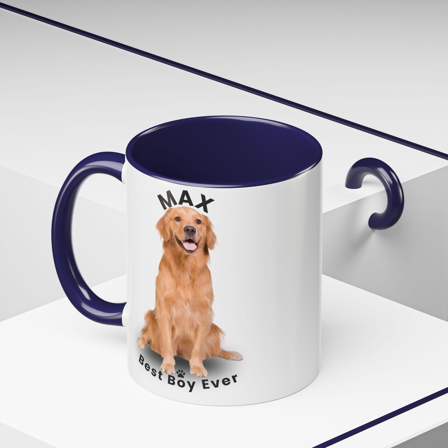 Personalized Golden Retriever Mug – Custom Dog Name “Best Boy Ever” Accent Coffee Mug | Pet Lover Gift - 14825