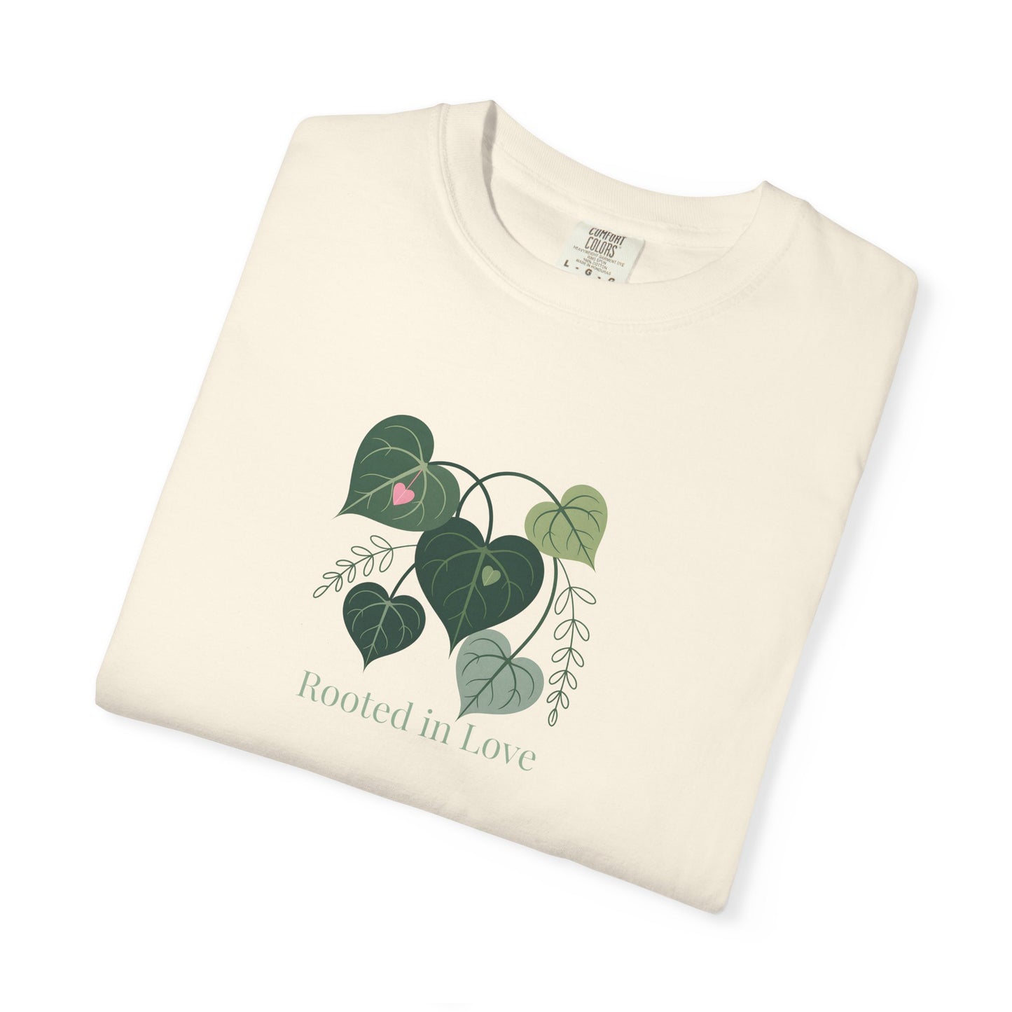 Rooted in Love T-Shirt — Heart Leaf Plant Graphic Tee - 14733