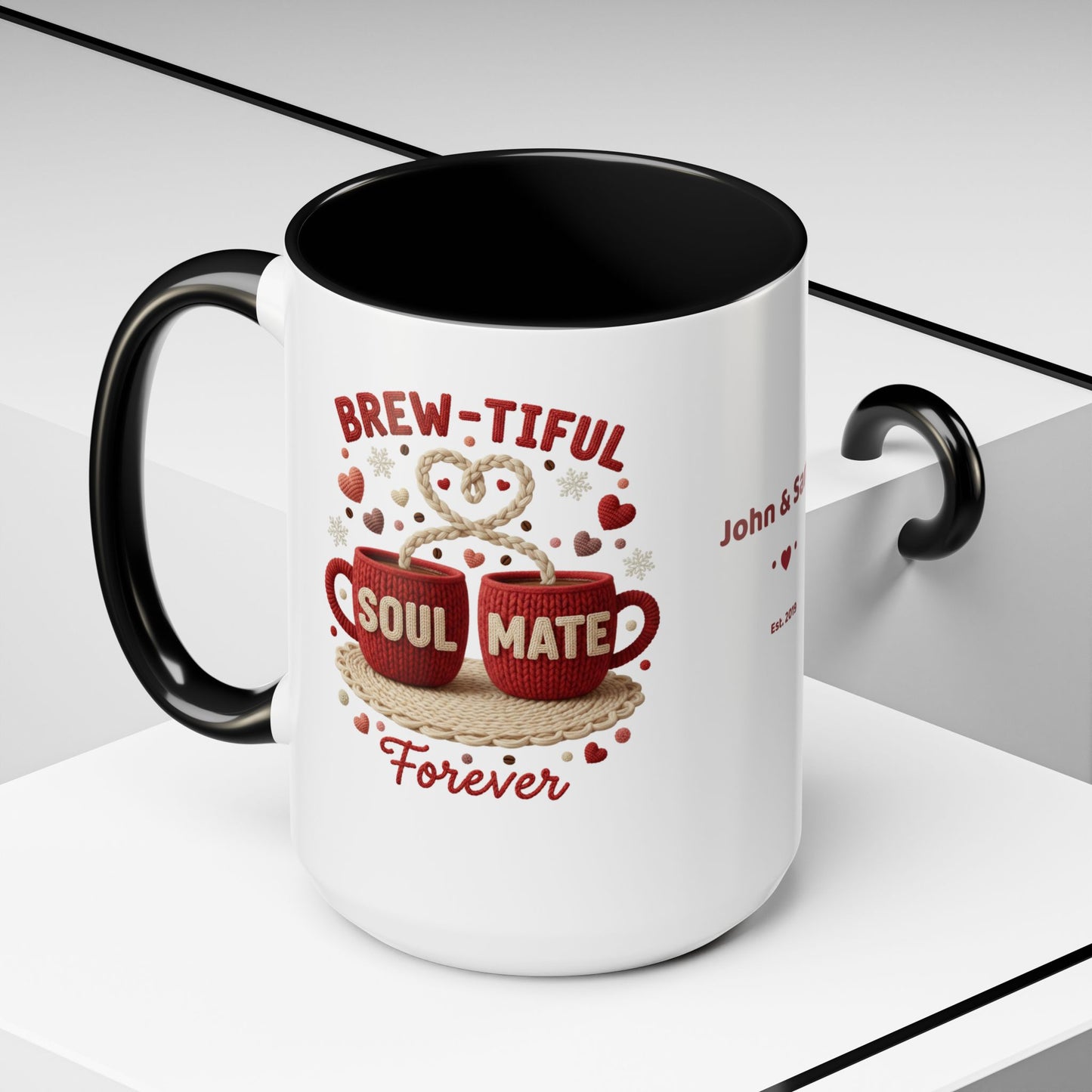 Brew-tiful Soulmates Forever Personalized Mug — Custom Names & Established Date (11oz / 15oz) - 14746