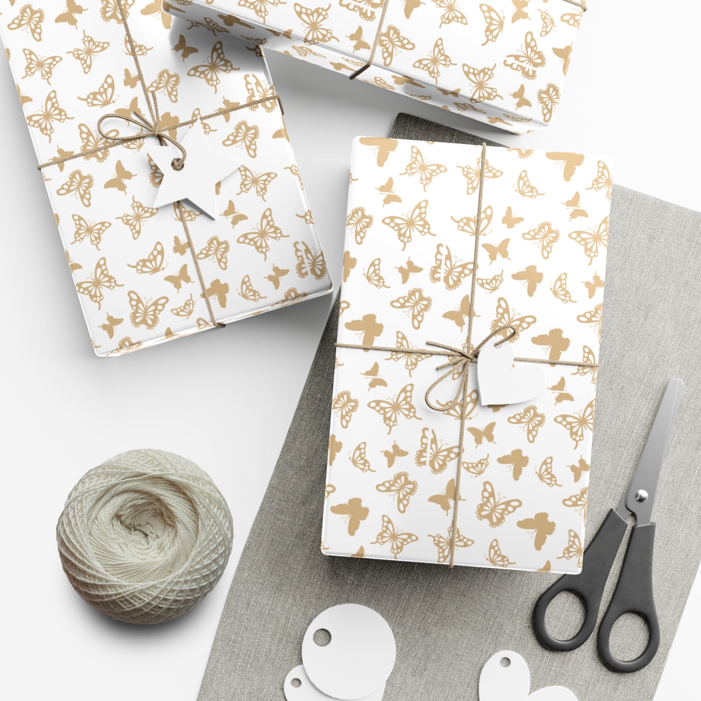 Light Brown, Butterflies - Gift Wrap Papers - 10375