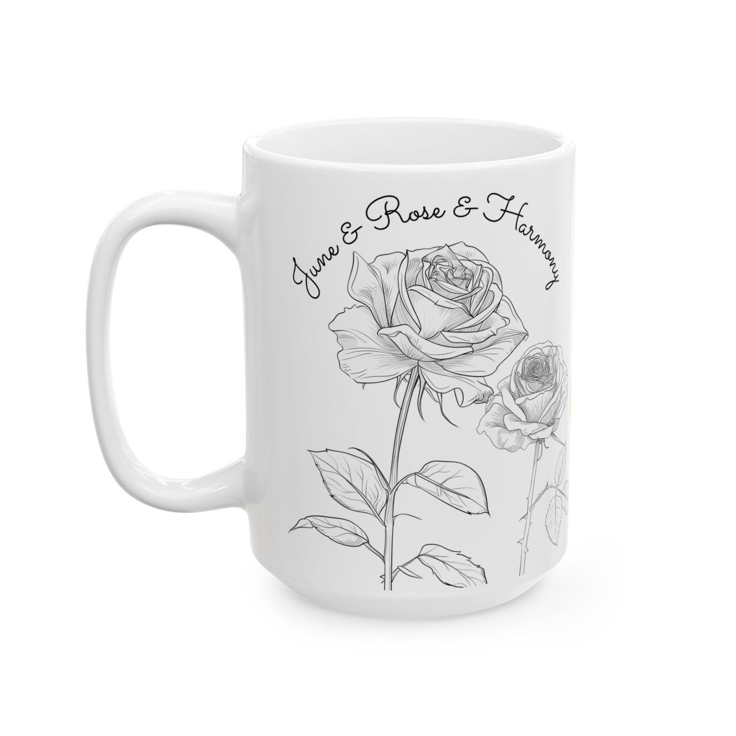 Happy Birthday, June, Rose, Customized -  Ceramic Mug, (11oz, 15oz) - 10431