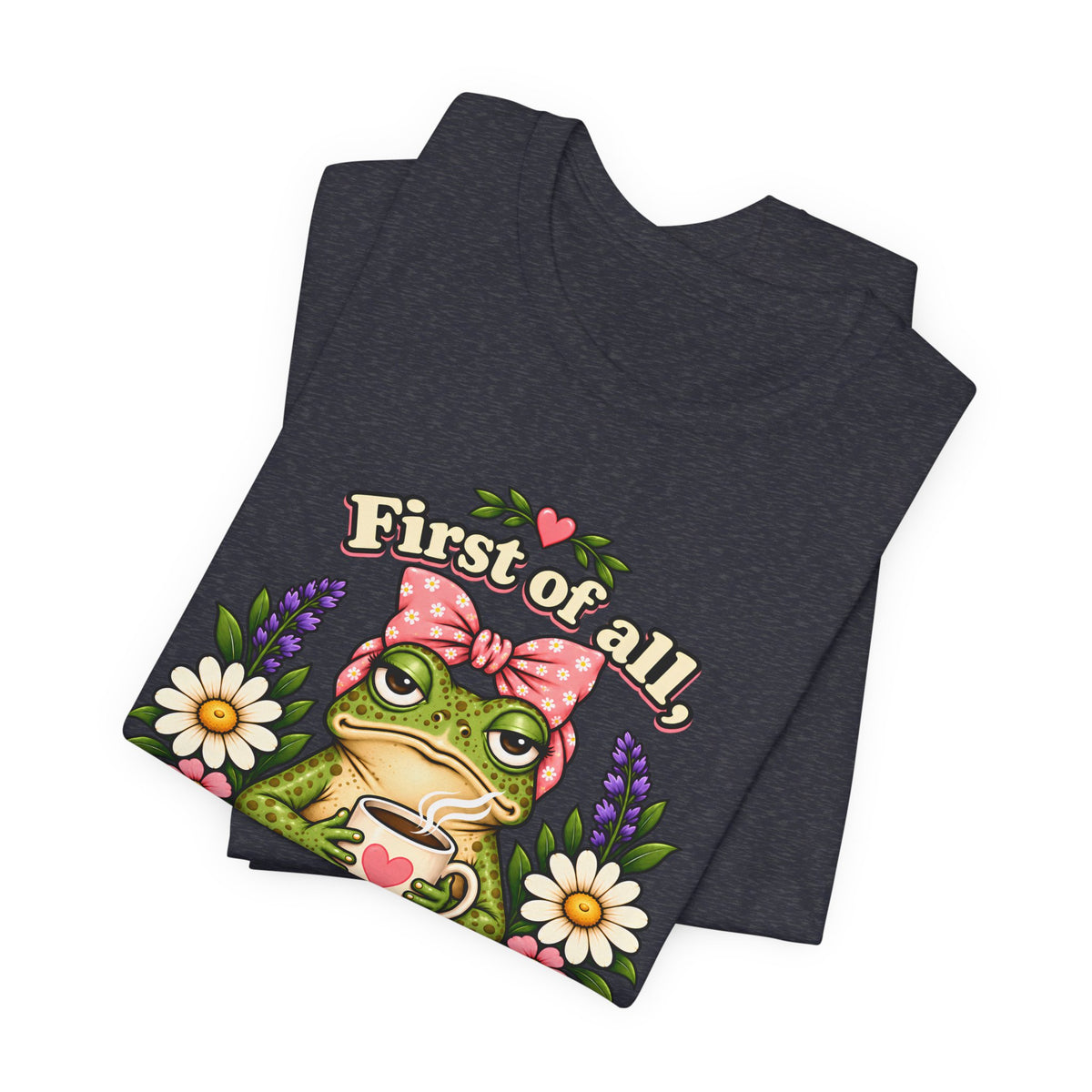 Let Me Bloom in Peace Frog T-Shirt, Cute Floral Coffee Tee - 14500