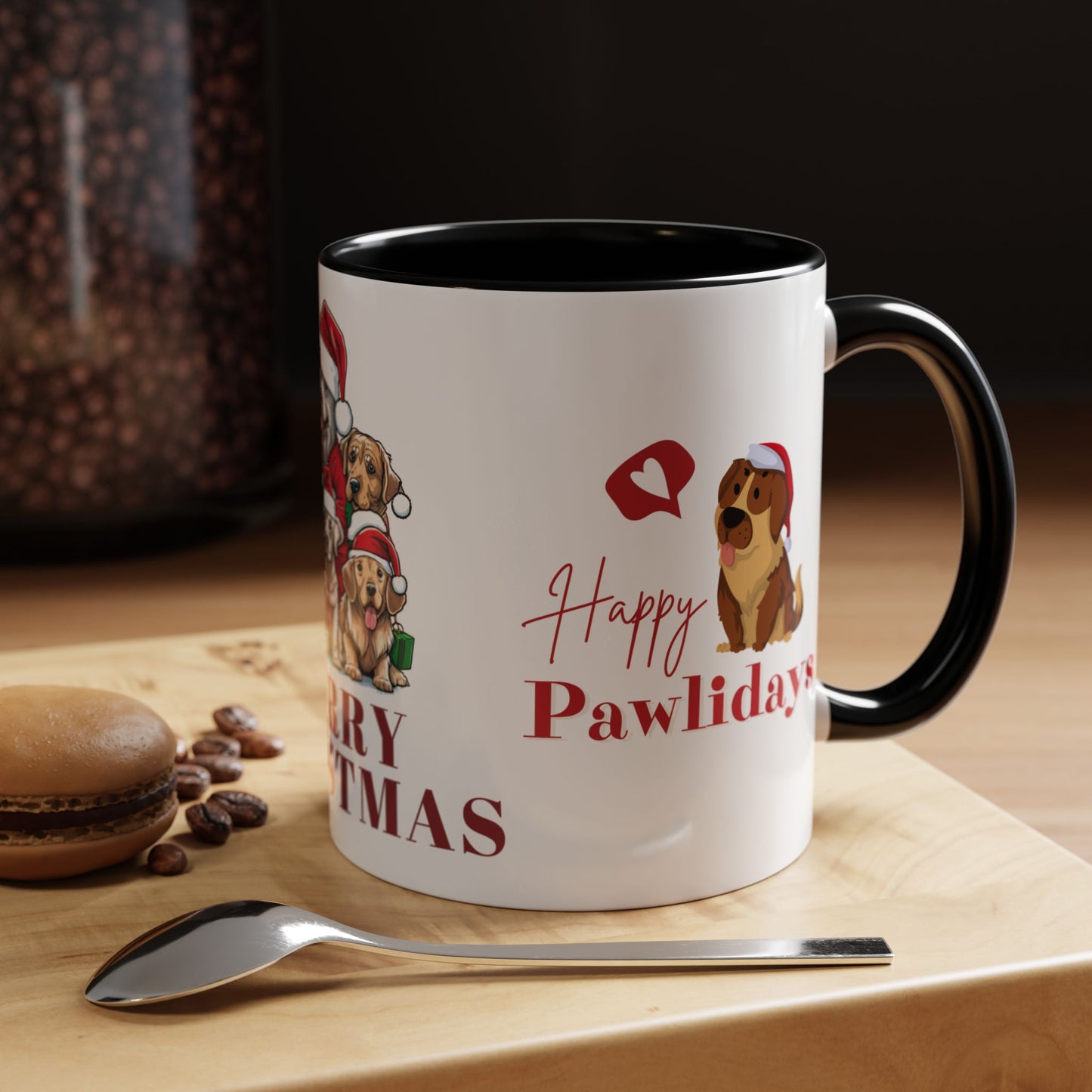 Dogs, Merry Christmas - Accent Coffee Mug (11, 15oz)