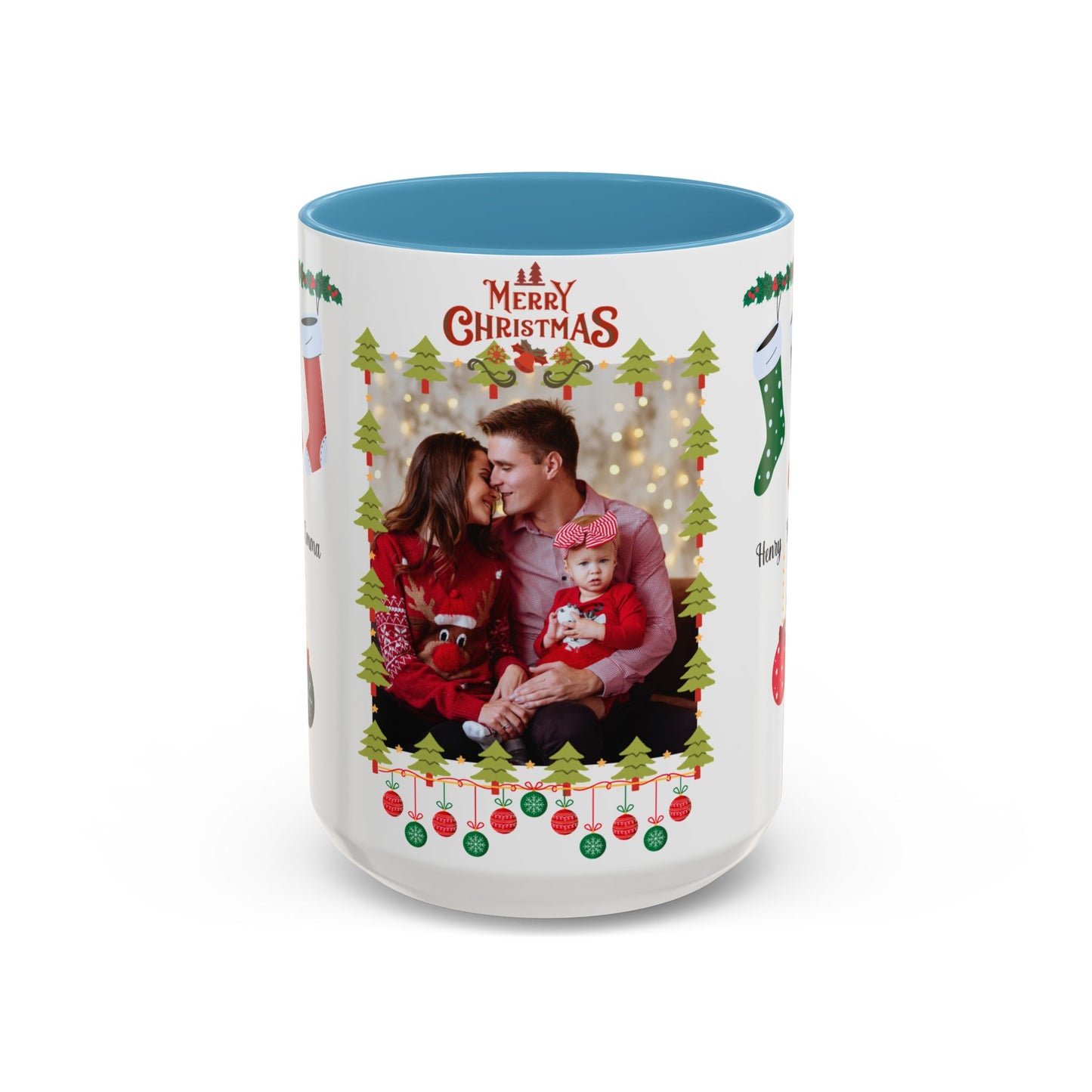 Christmas, Family Photo, Customizable, Accent Coffee Mug (11, 15oz)