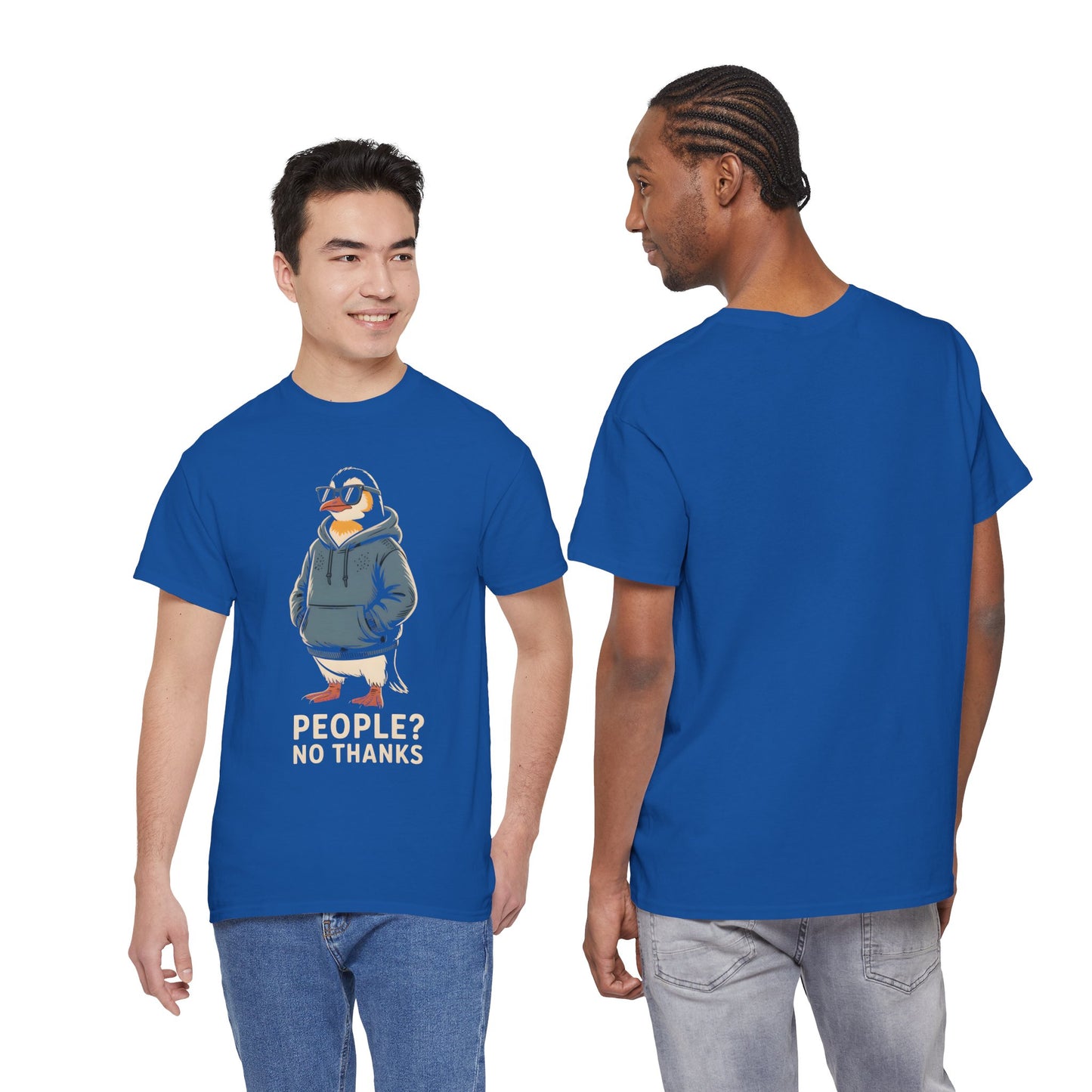 Funny Penguin T-Shirt – “People? No Thanks” Introvert Anti-Social Humor Tee Gift - 14847