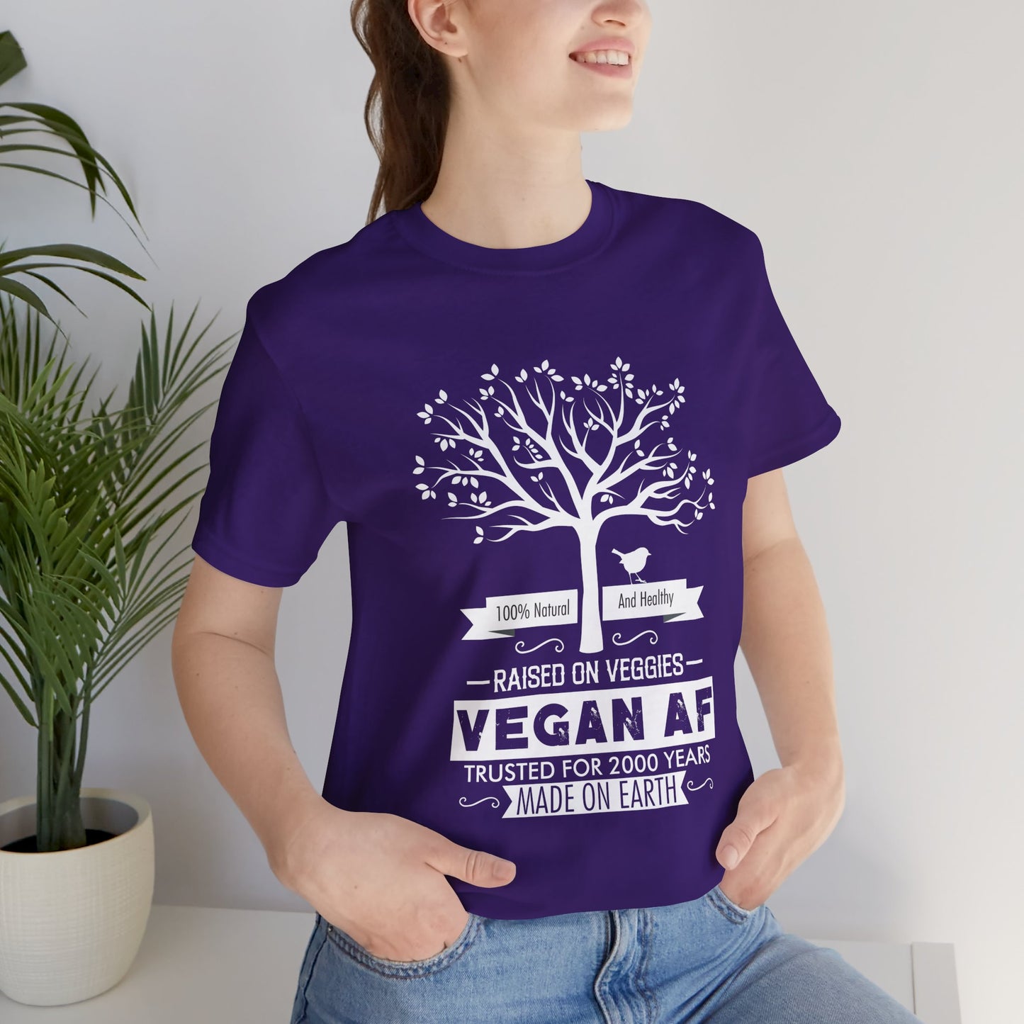 Vegan: 100% Natural And Healthy, Raised By Veggies - Unisex Jersey Short Sleeve Tee - 12396