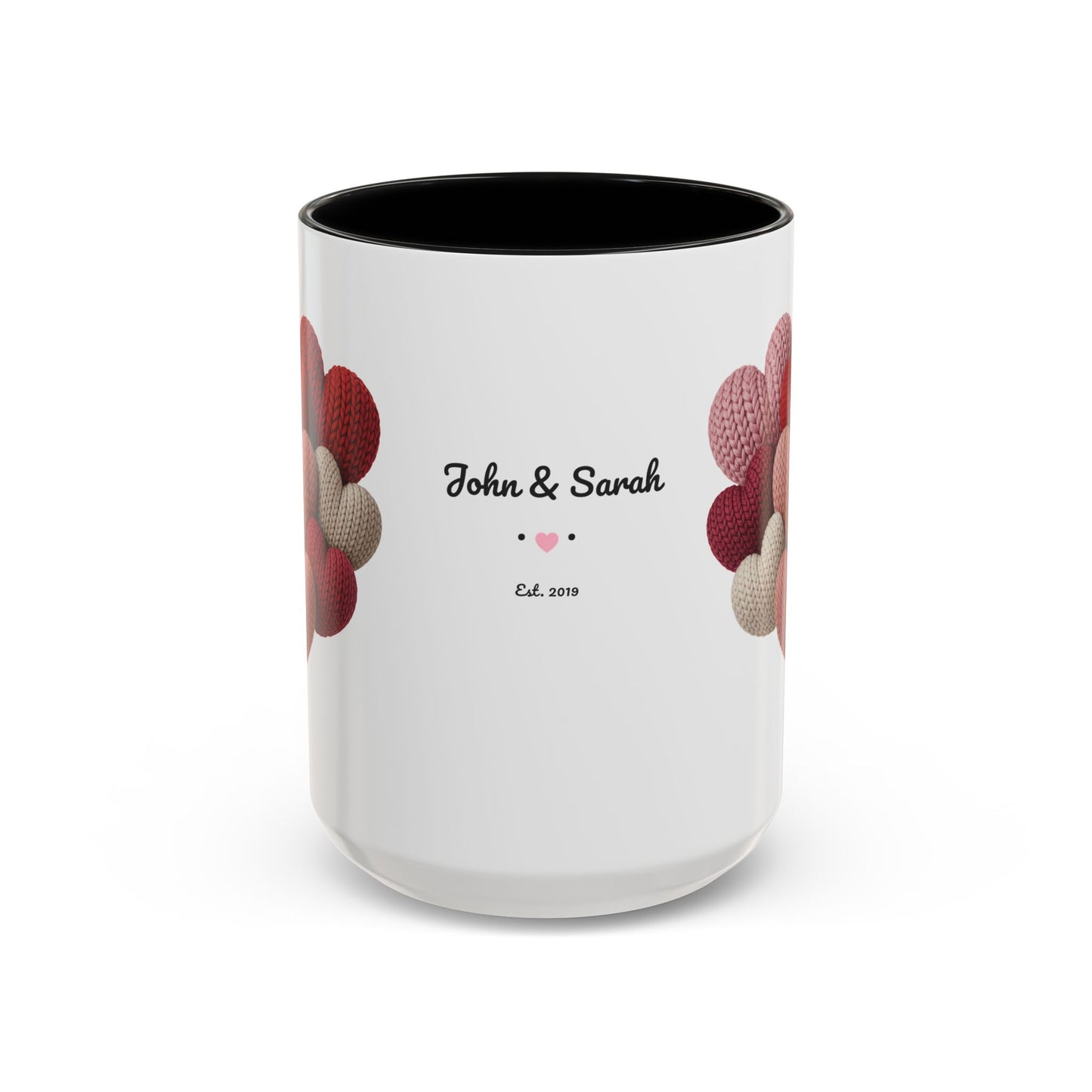 Valentine’s Hearts Personalized Mug — Custom Names & Established Date (11oz / 15oz) - 14745