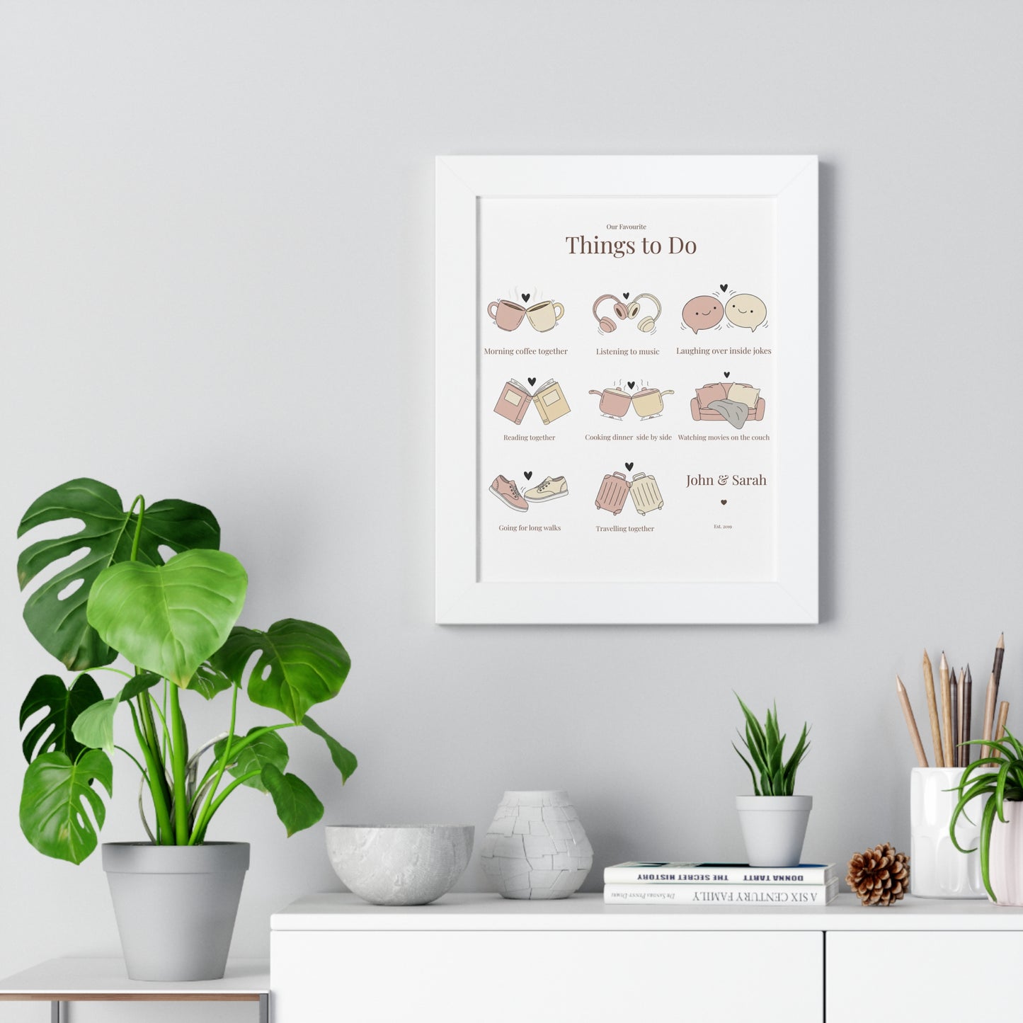 Framed Poster – “Our Favourite Things to Do” Personalized Couple Print | Valentine’s Gift - 14708