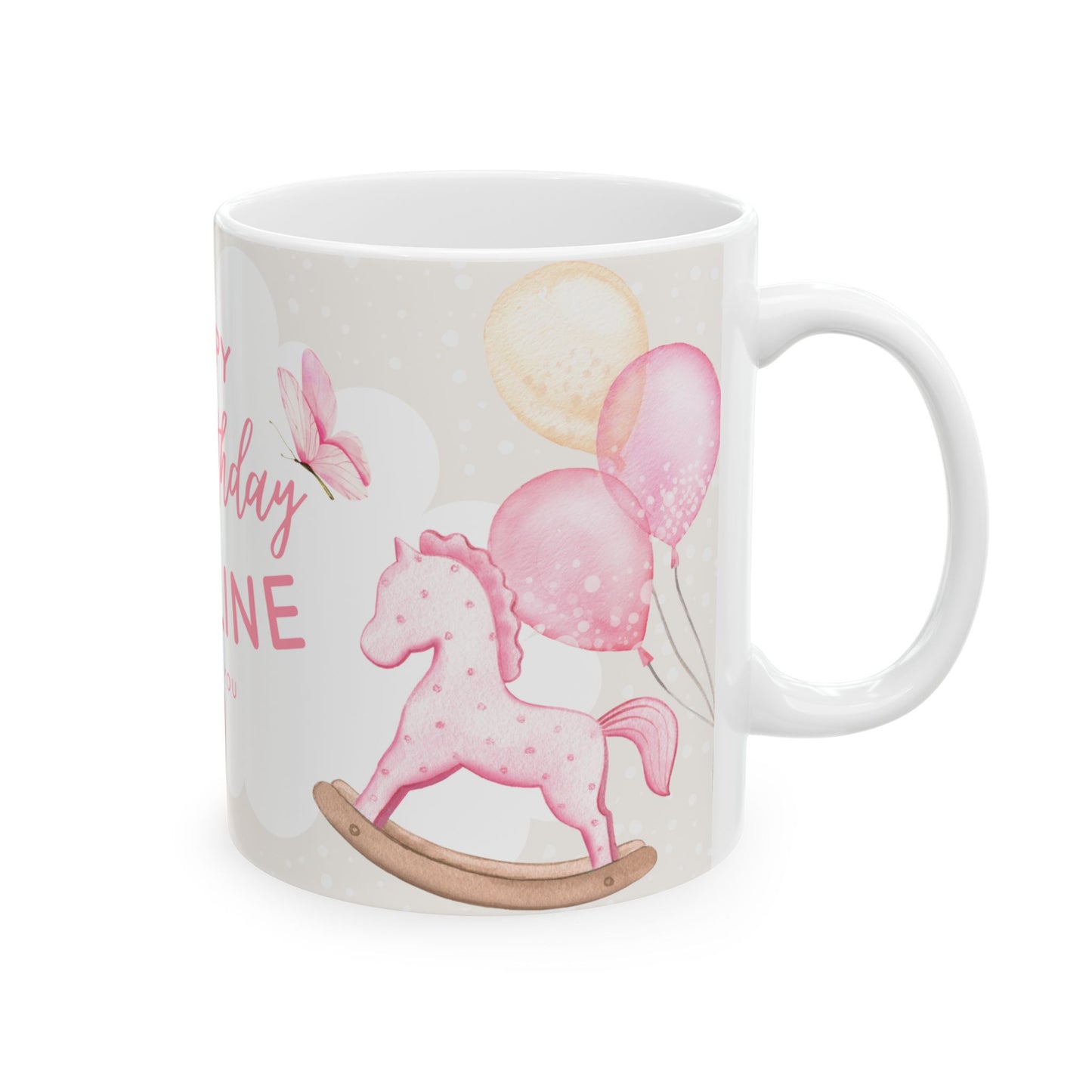 Custom 1st Birthday Teddy Bear Mug, Personalized Gift, Baby Shower Decor, Cute Pink Cup- 13955