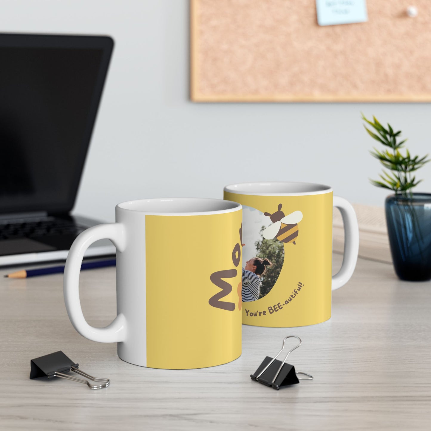 Mom, You're Bee-autiful, Photo Customizable, Ceramic Mug - Perfect Gift for Mother's Day - 11818