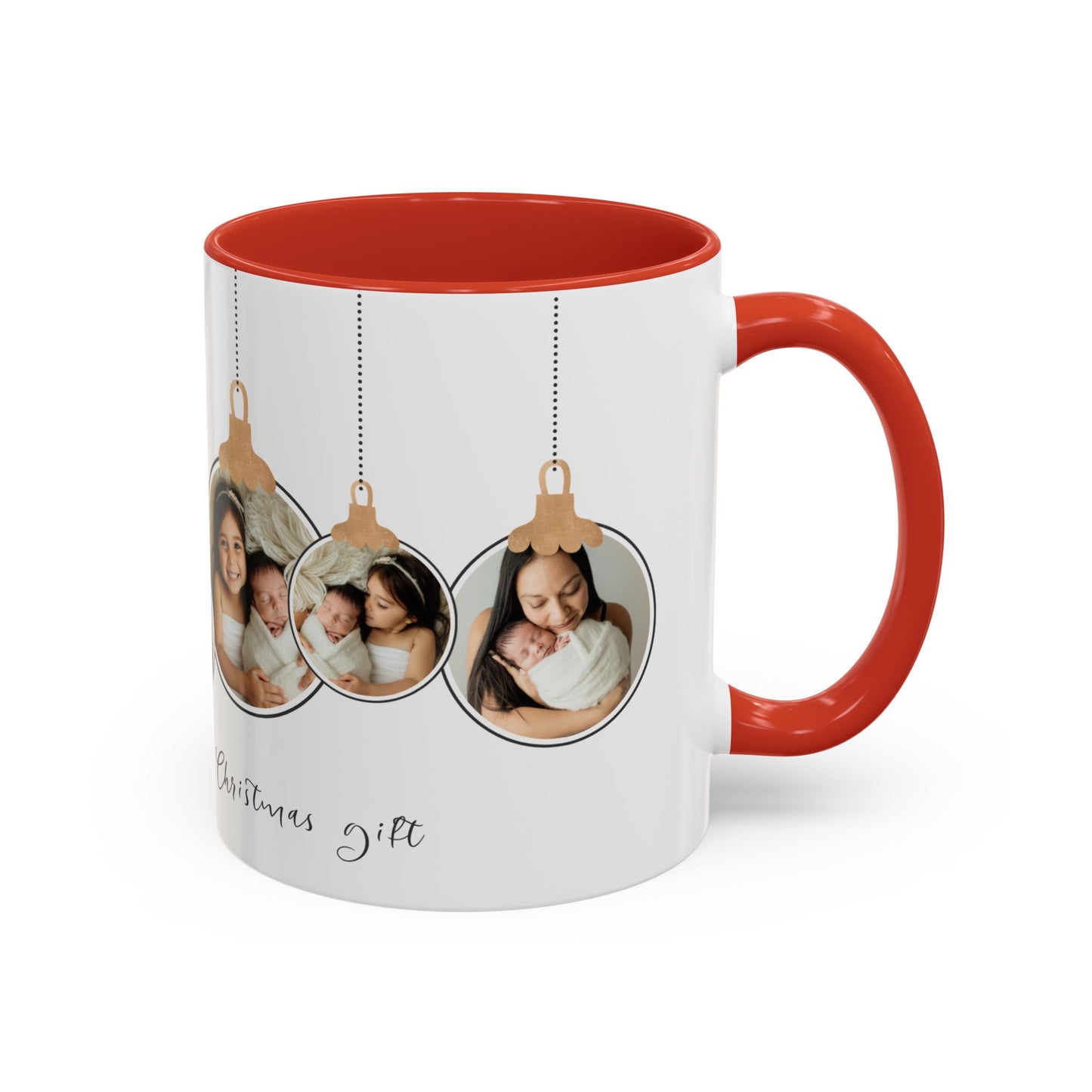 The Most Beautiful Christmas Gift, Photos of New Born, Customizable- Accent Coffee Mug (11, 15oz) - 10862