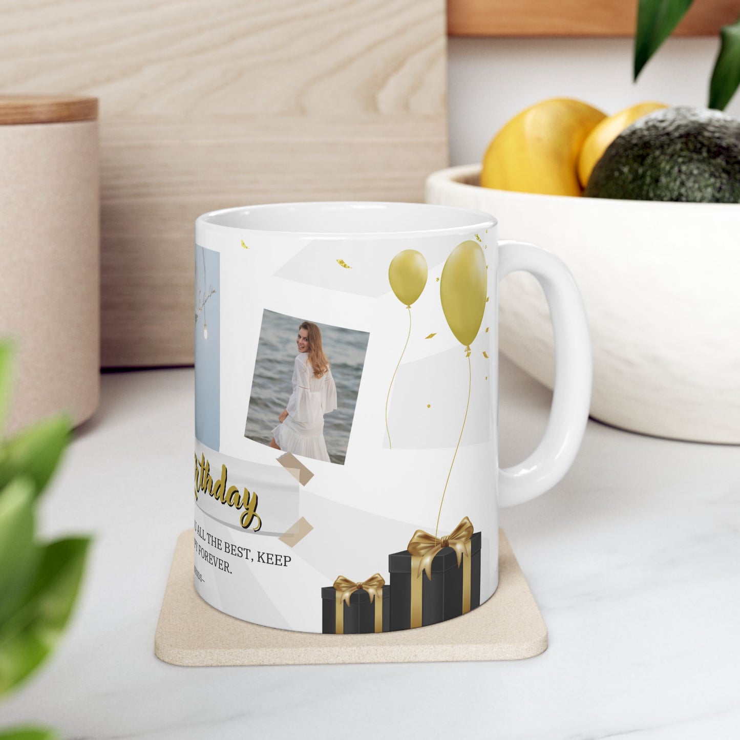 Happy Birthday Ceramic Mug - Personalized Gift for Friends, Family, Coffee Lovers, Celebrations - 13986