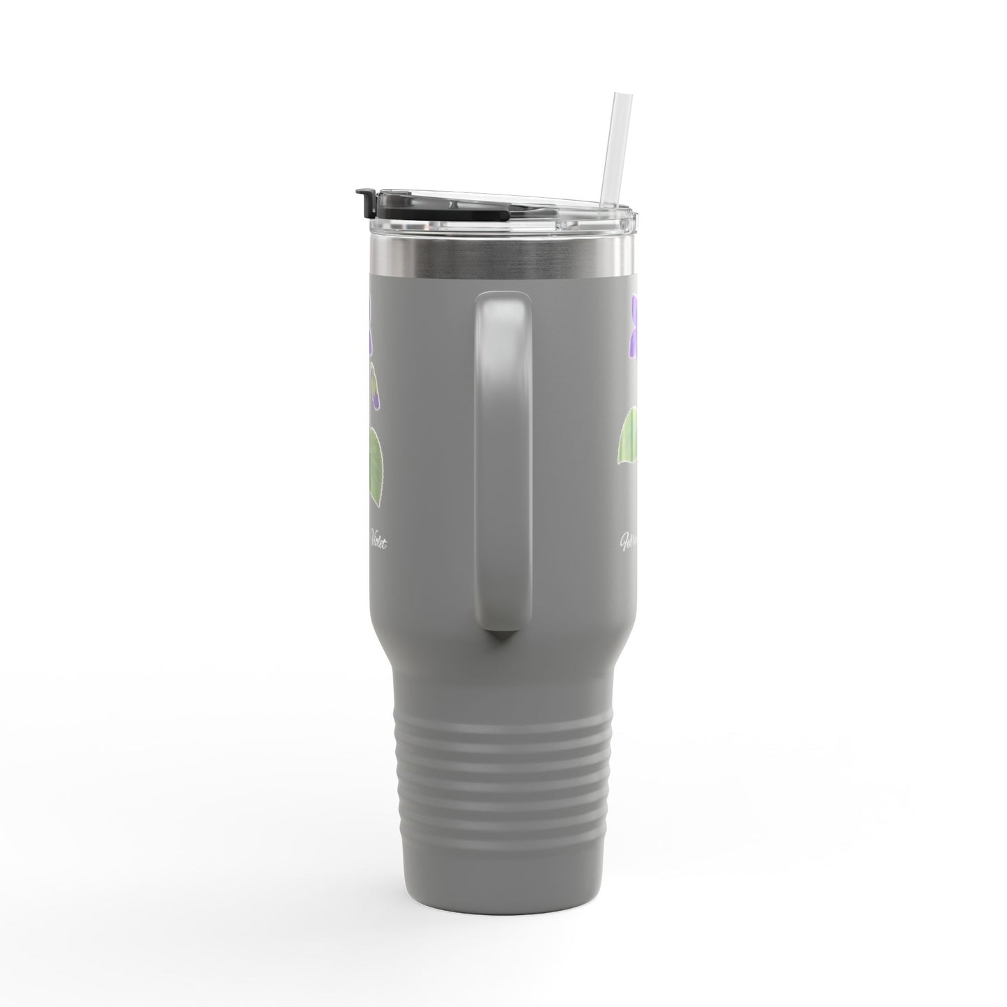 Violet (Single) Floral Tumbler – February Birth Flower Gift | 40oz Insulated Travel Mug, Customizable — 14698