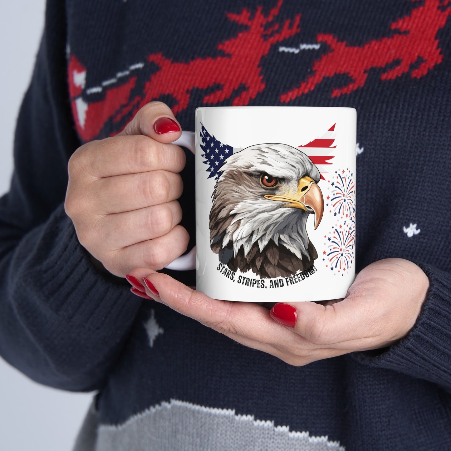 July 4, Eagle - Ceramic Mug, (11oz, 15oz)