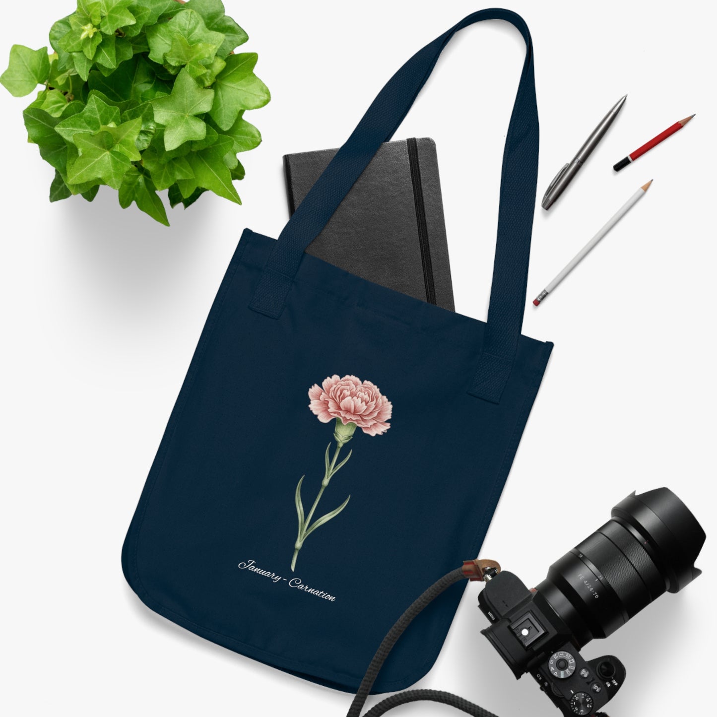 January Carnation Birth Flower Tote Bag - 14692