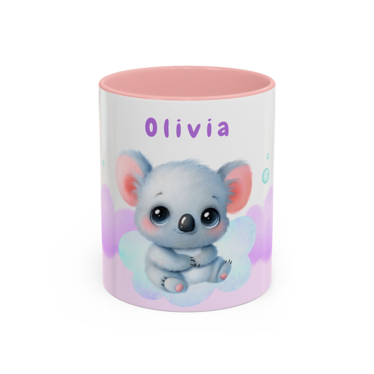 Cute Koala, Olivia, Name Customizable - Accent Coffee Mug (11, 15oz) - 11006