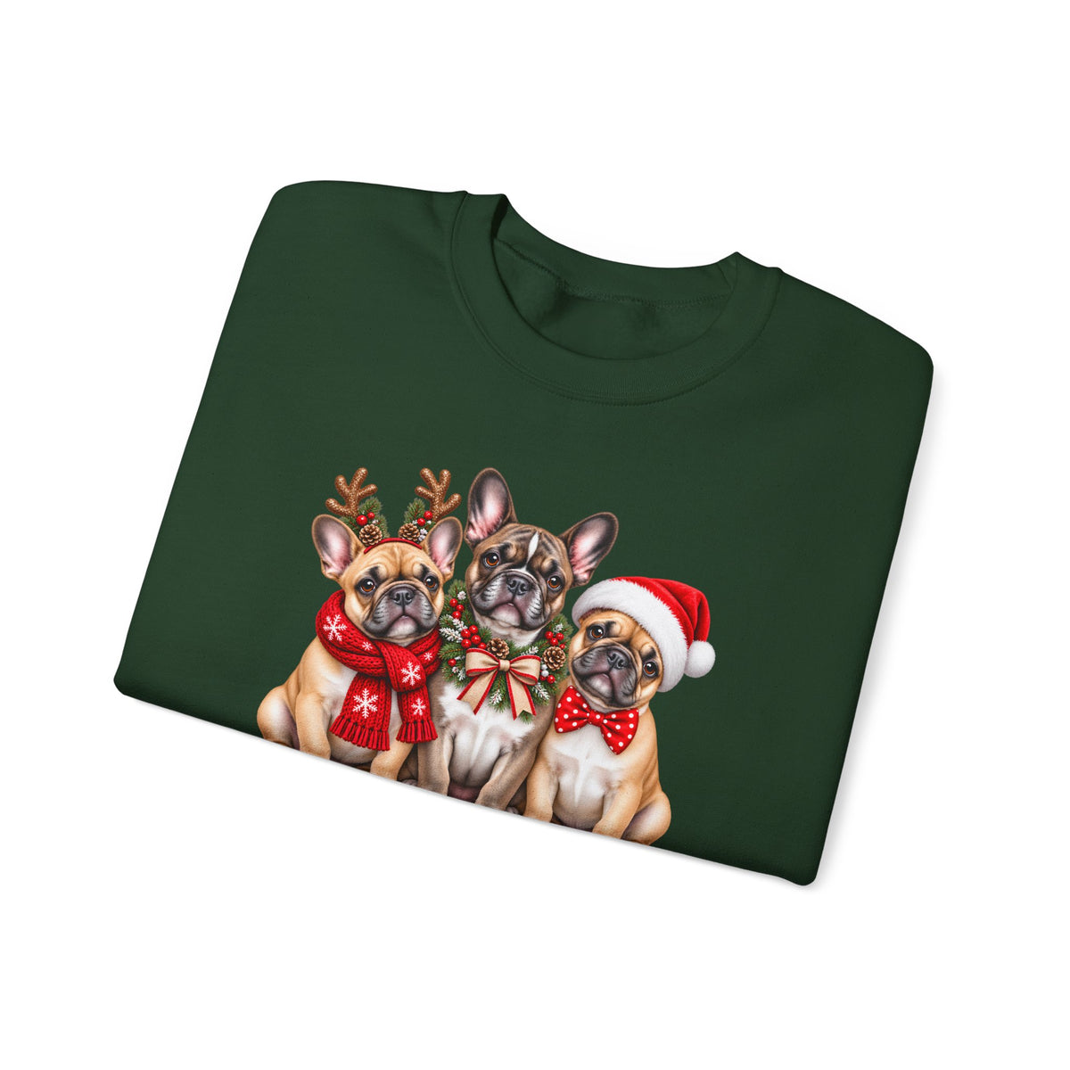 Christmas French Bulldog Sweatshirt, Cute Festive Frenchie Crewneck - 14556