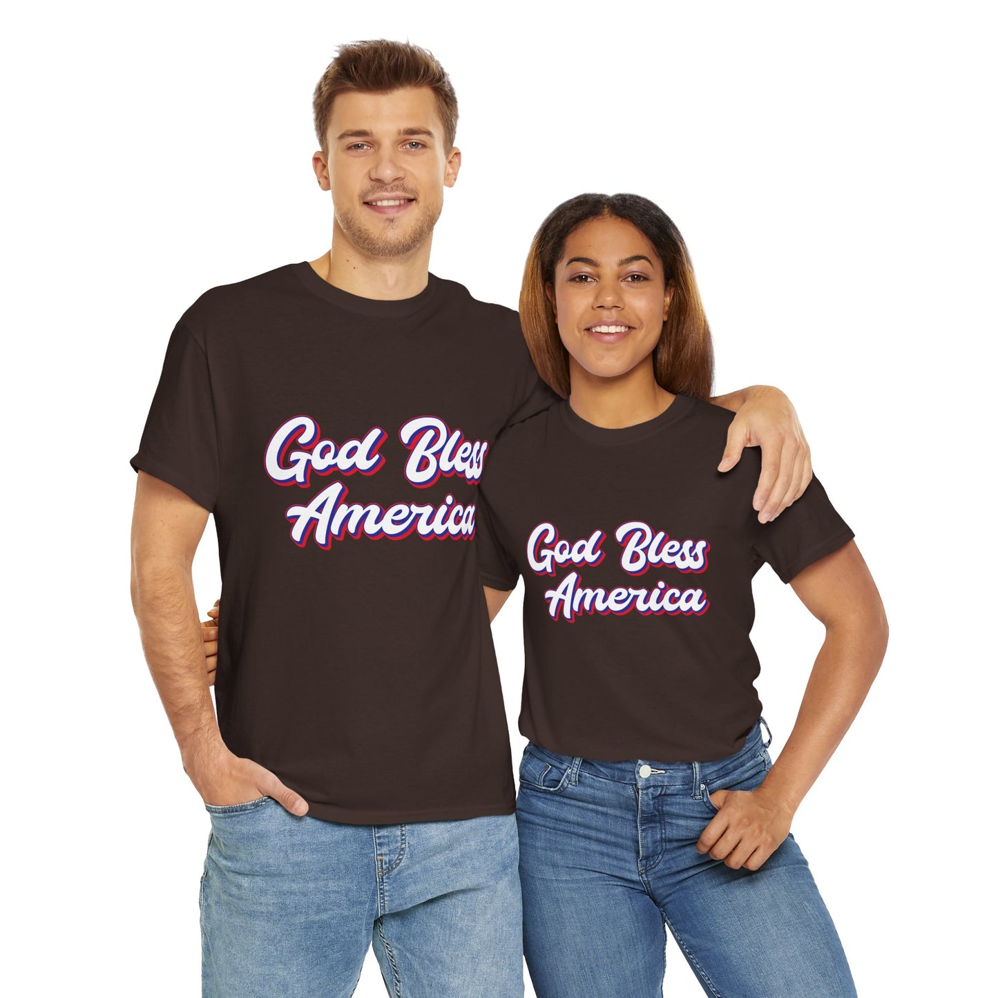 God Bless America Unisex Heavy Cotton Tee | Patriotic Shirt, American Pride Apparel, 4th of July Outfit, Gift for Veterans, Summer - 13655