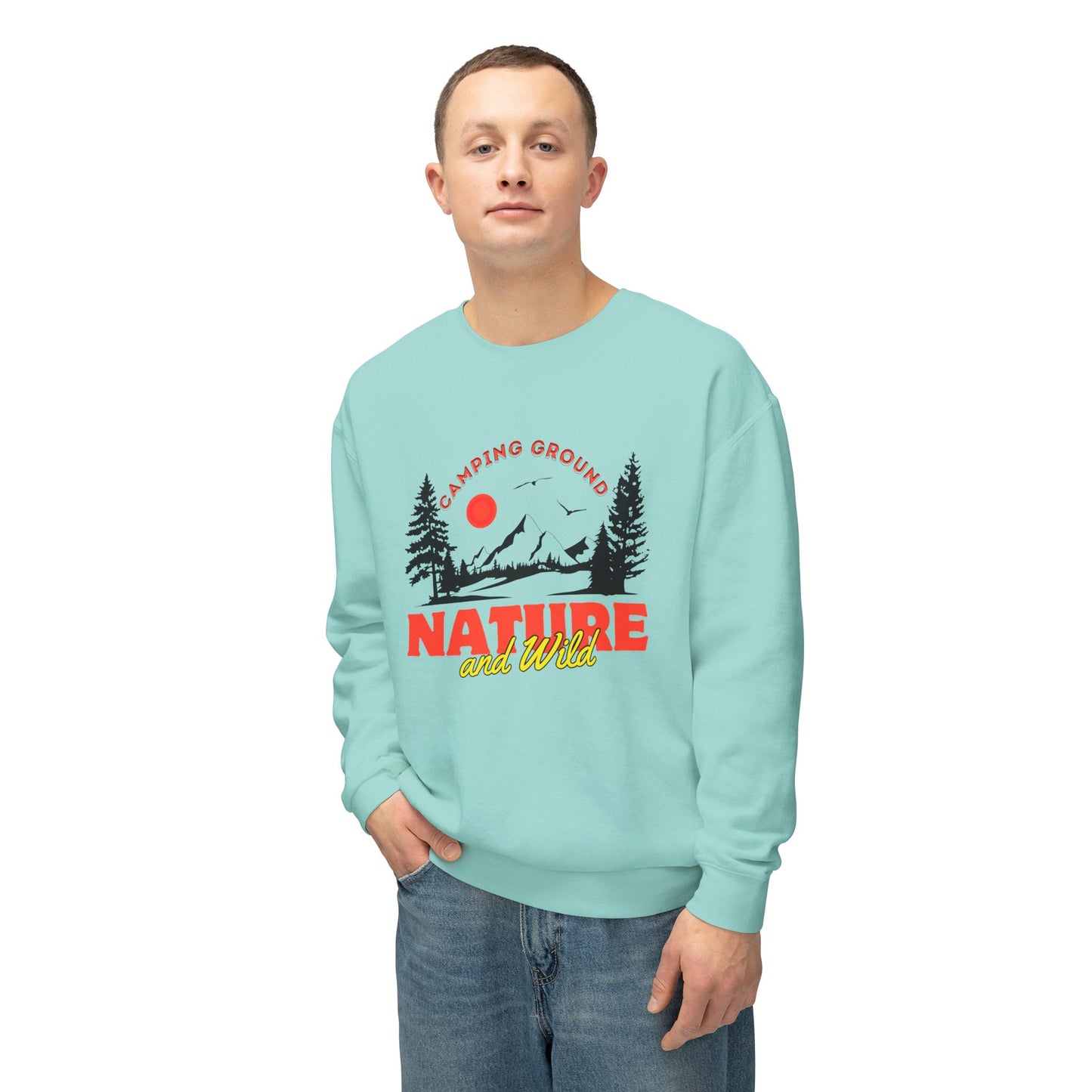 Camping Ground, Nature & Wild - Unisex Lightweight Crewneck Sweatshirt - 10743