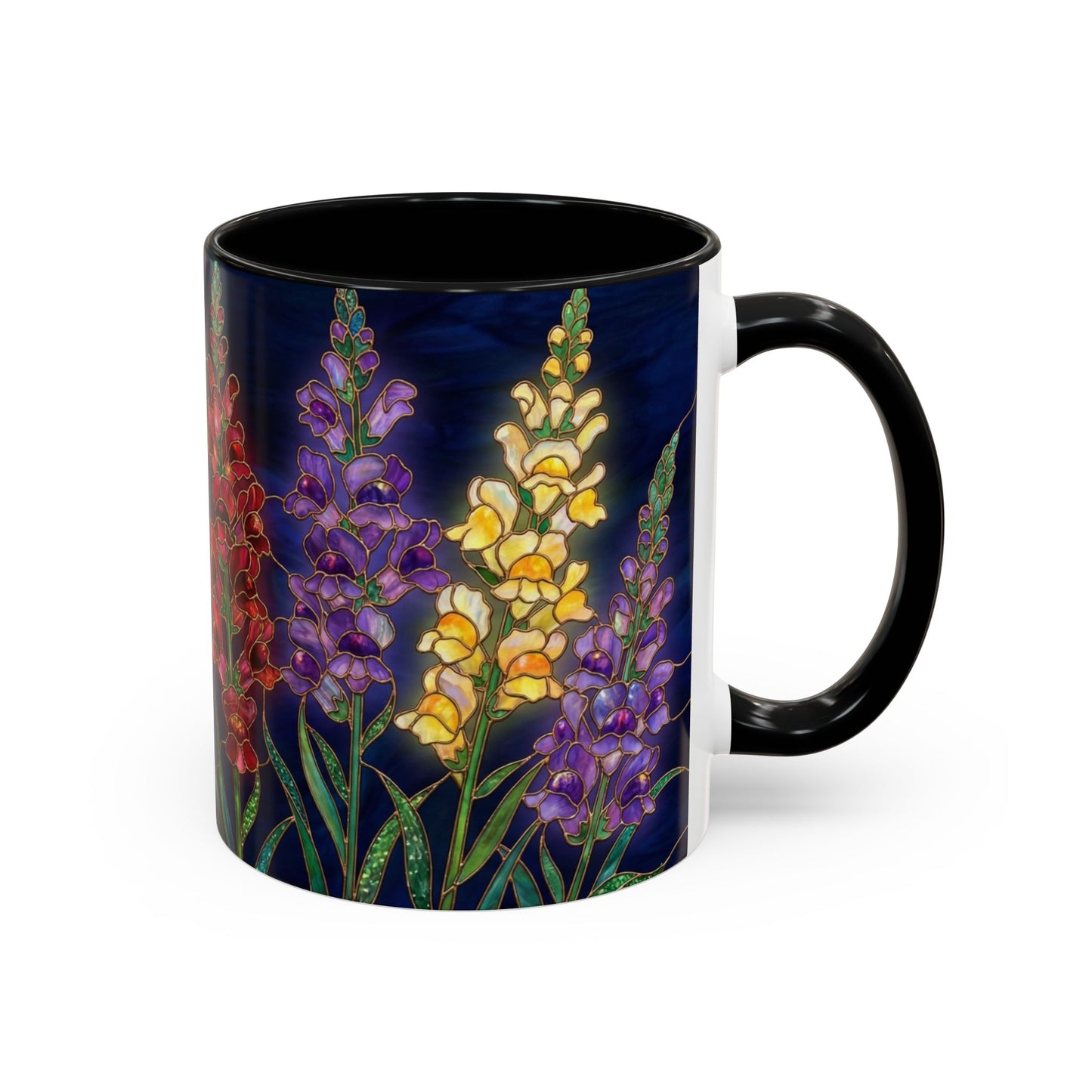 Snapdragon Floral Accent Coffee Mug — Stained Glass Design (11/15oz) - 14586