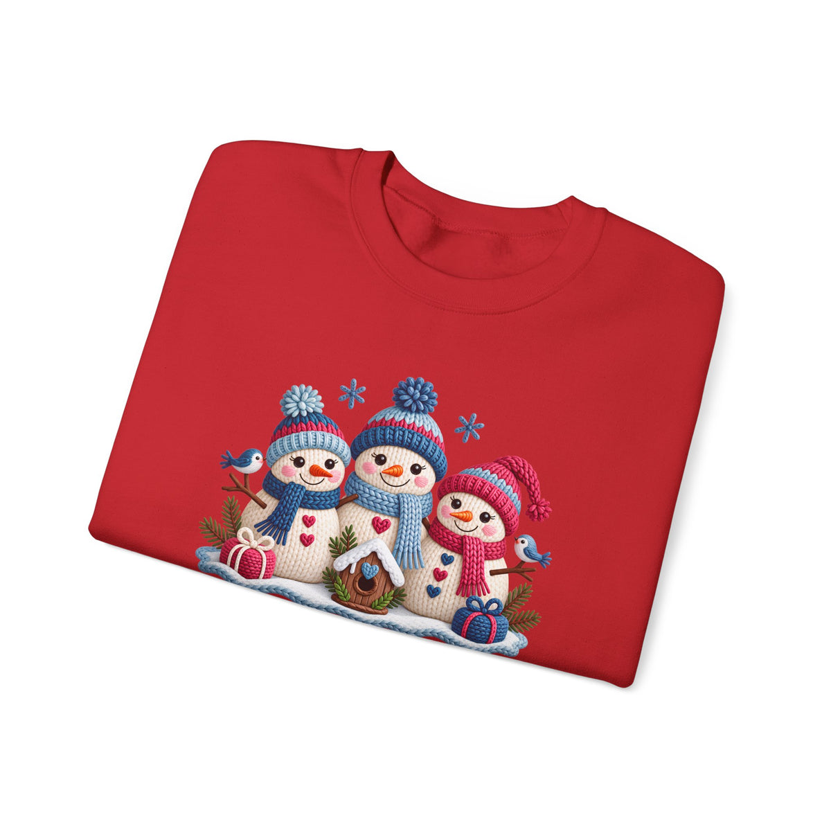 Let It Snow Sweatshirt, Cute Knitted Snowmen Christmas Crewneck - 14570