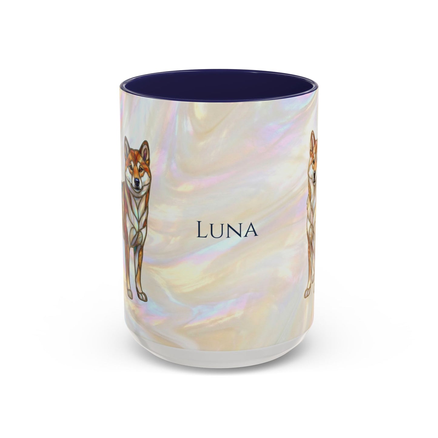 Shiba Inu Accent Coffee Mug – Stained Glass Design 11/15oz - 14646