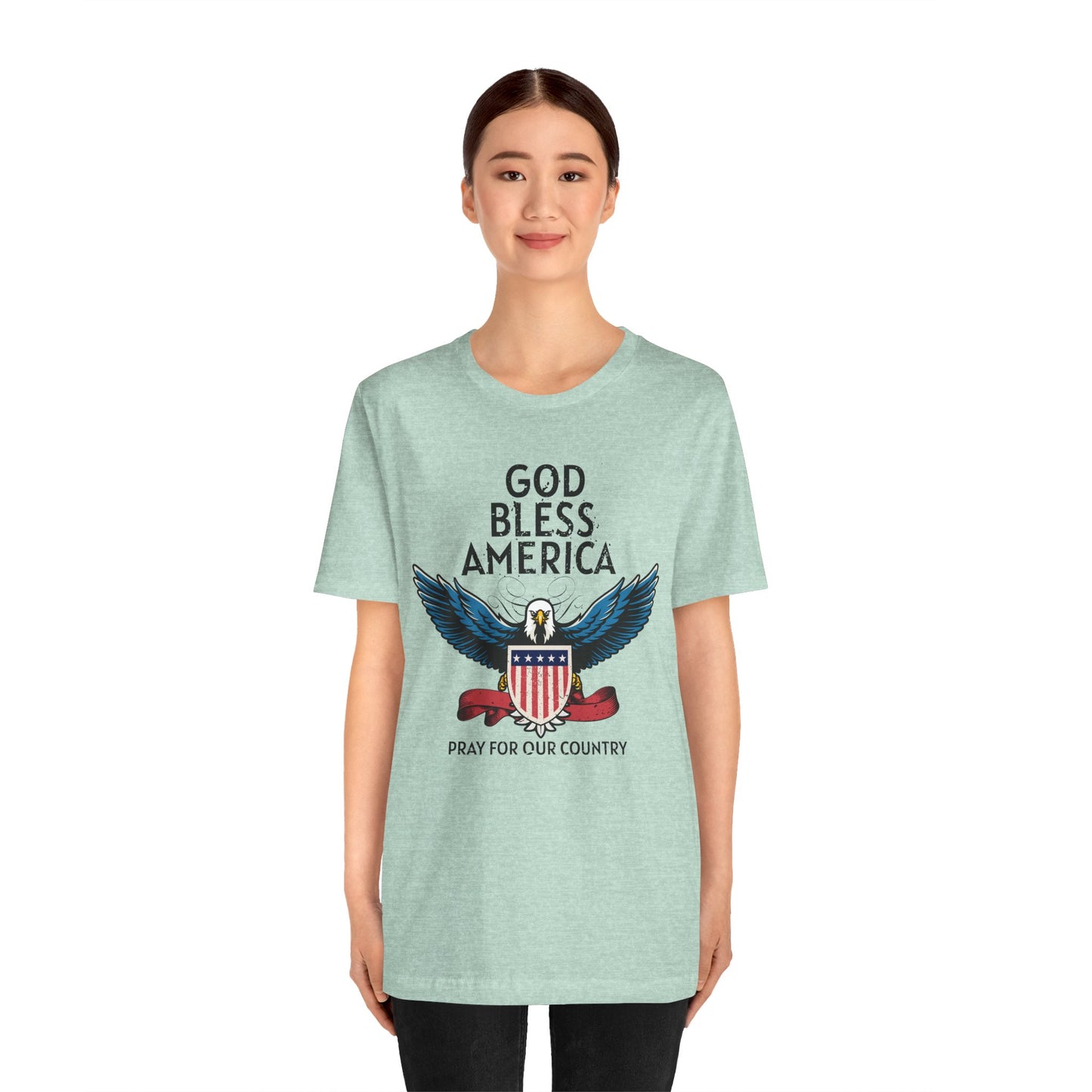 God Bless America Unisex Tee | Patriotic Shirt, American Eagle Design, Casual Wear, Independence Day, Gifts for Veterans - 13786